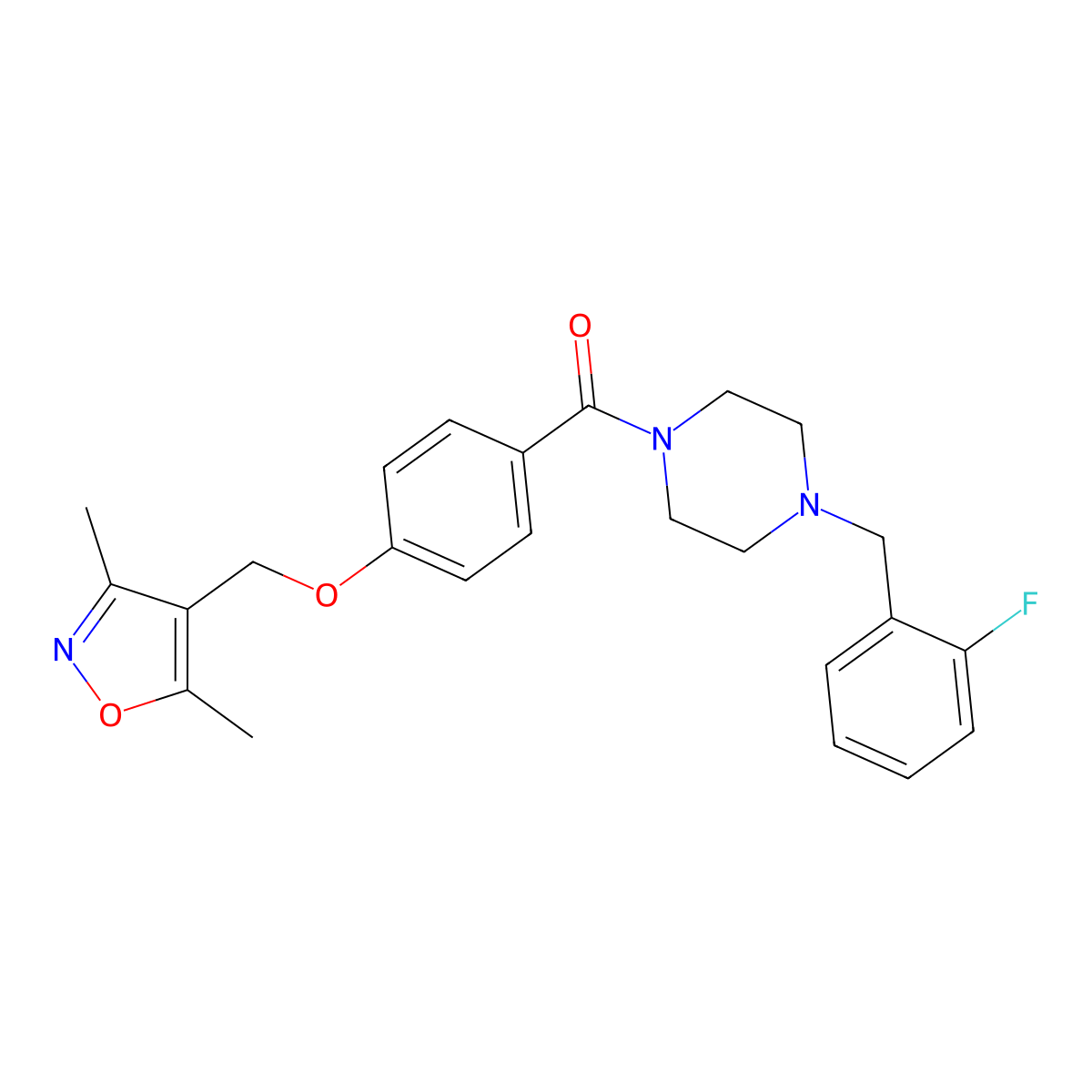 {4-[(3,5-Dimethyl-1,2-oxazol-4-yl)methoxy]phenyl}[4-(2-fluorobenzyl)piperazin-1-yl]methanone molecular structure, CAS 1011385-62-8