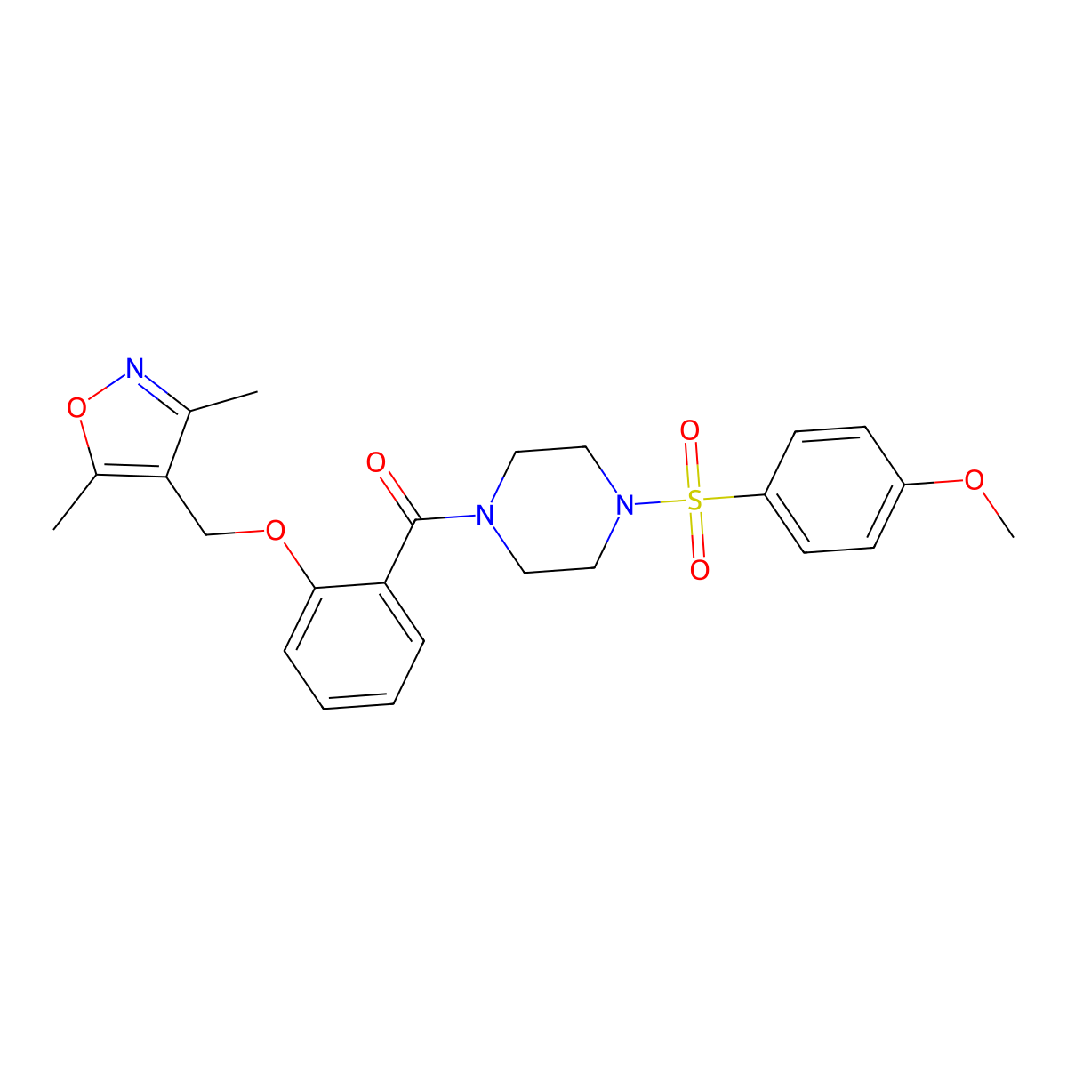 {2-[(3,5-Dimethyl-1,2-oxazol-4-yl)methoxy]phenyl}{4-[(4-methoxyphenyl)sulfonyl]piperazin-1-yl}methanone molecular structure, CAS 1011385-65-1