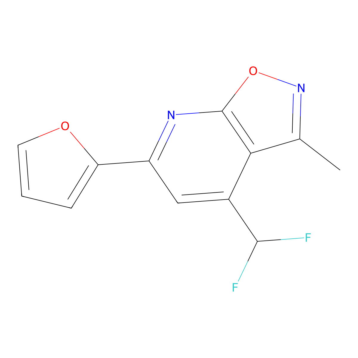 4-(Difluoromethyl)-6-(furan-2-yl)-3-methyl[1,2]oxazolo[5,4-b]pyridine molecular structure, CAS 1011386-10-9