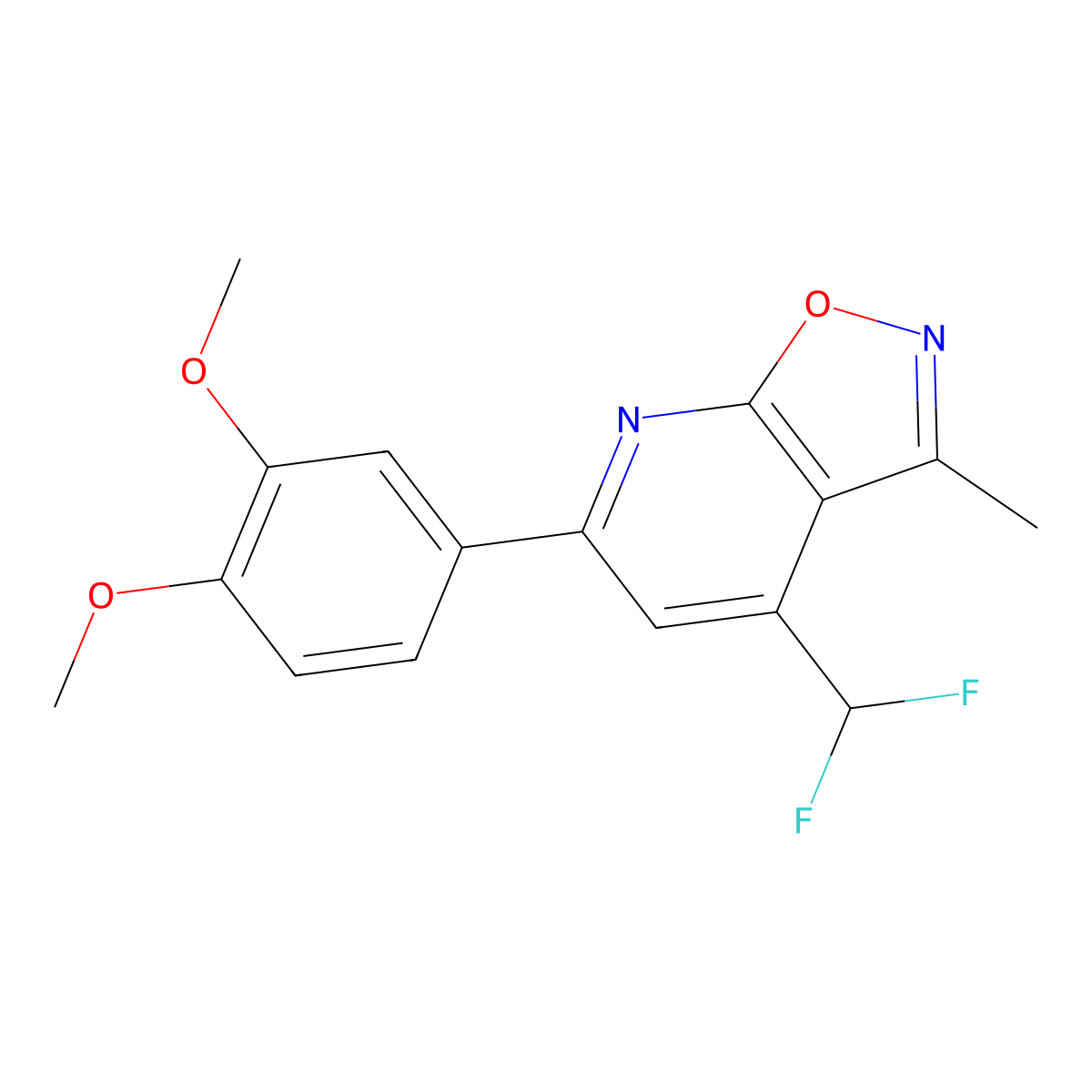 4-(Difluoromethyl)-6-(3,4-dimethoxyphenyl)-3-methyl[1,2]oxazolo[5,4-b]pyridine molecular structure, CAS 1011386-20-1