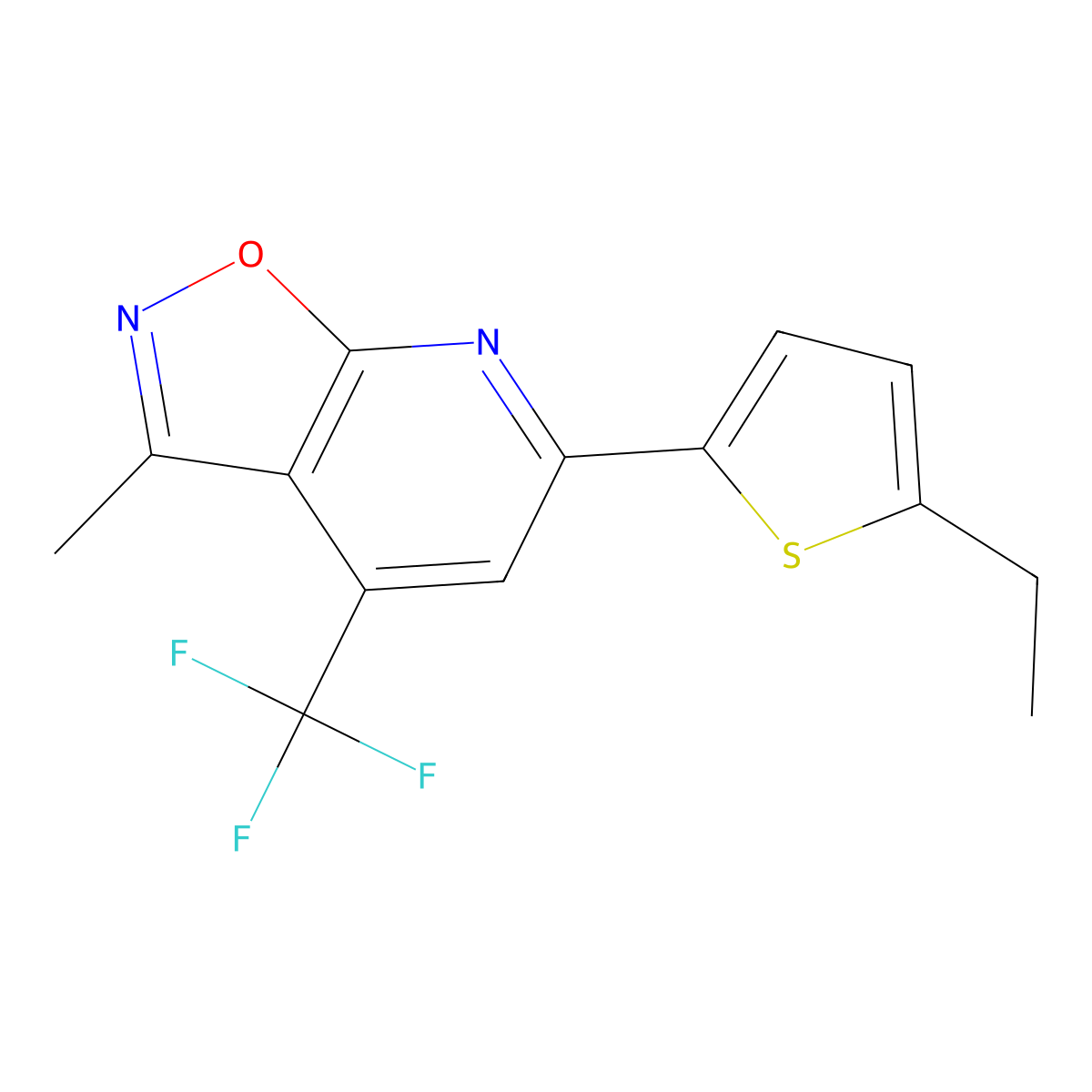 6-(5-Ethylthiophen-2-yl)-3-methyl-4-(trifluoromethyl)[1,2]oxazolo[5,4-b]pyridine molecular structure, CAS 1011386-76-7