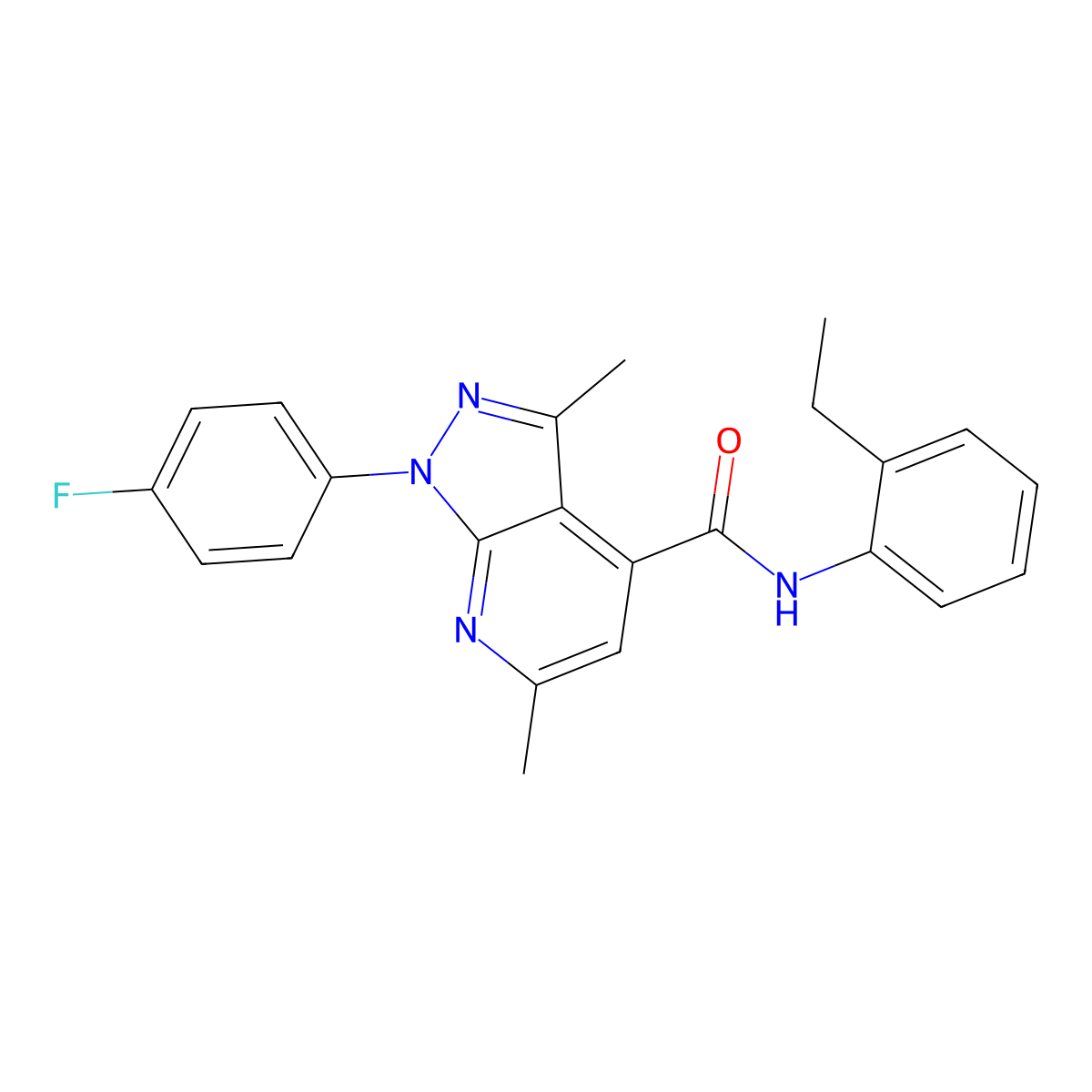 N-(2-ethylphenyl)-1-(4-fluorophenyl)-3,6-dimethyl-1H-pyrazolo[3,4-b]pyridine-4-carboxamide molecular structure, CAS 1011392-43-0