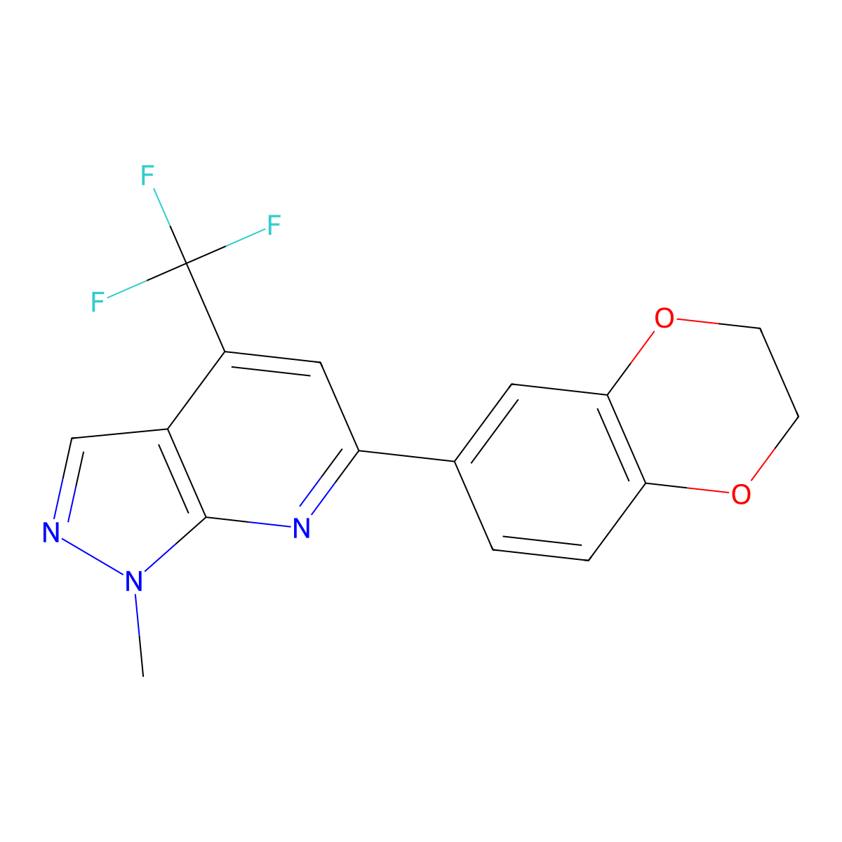 6-(2,3-dihydro-1,4-benzodioxin-6-yl)-1-methyl-4-(trifluoromethyl)-1H-pyrazolo[3,4-b]pyridine molecular structure, CAS 1011392-78-1