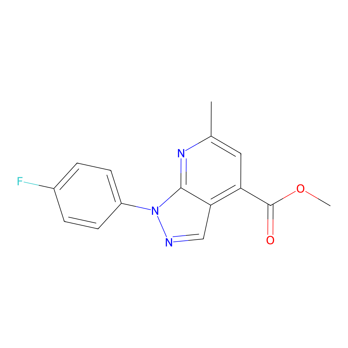 methyl 1-(4-fluorophenyl)-6-methyl-1H-pyrazolo[3,4-b]pyridine-4-carboxylate molecular structure, CAS 1011396-36-3