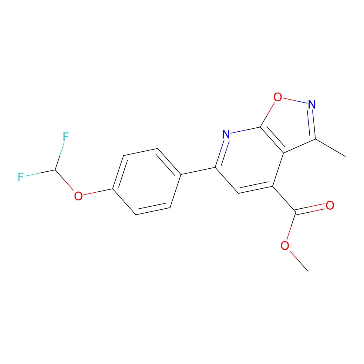 Methyl 6-(4-(difluoromethoxy)phenyl)-3-methylisoxazolo[5,4-b]pyridine-4-carboxylate molecular structure, CAS 1011396-51-2