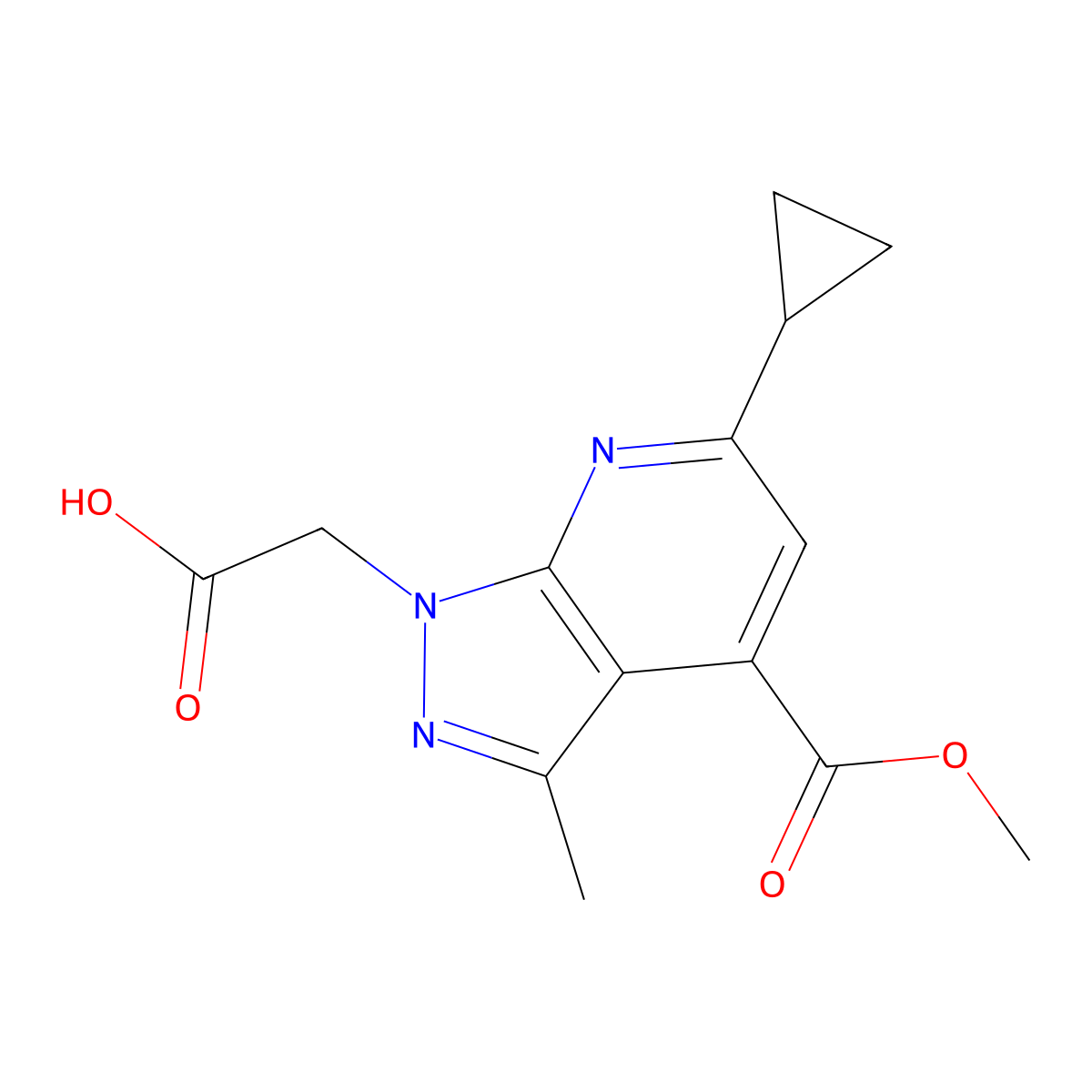 [6-cyclopropyl-4-(methoxycarbonyl)-3-methyl-1H-pyrazolo[3,4-b]pyridin-1-yl]acetic acid molecular structure, CAS 1011396-63-6