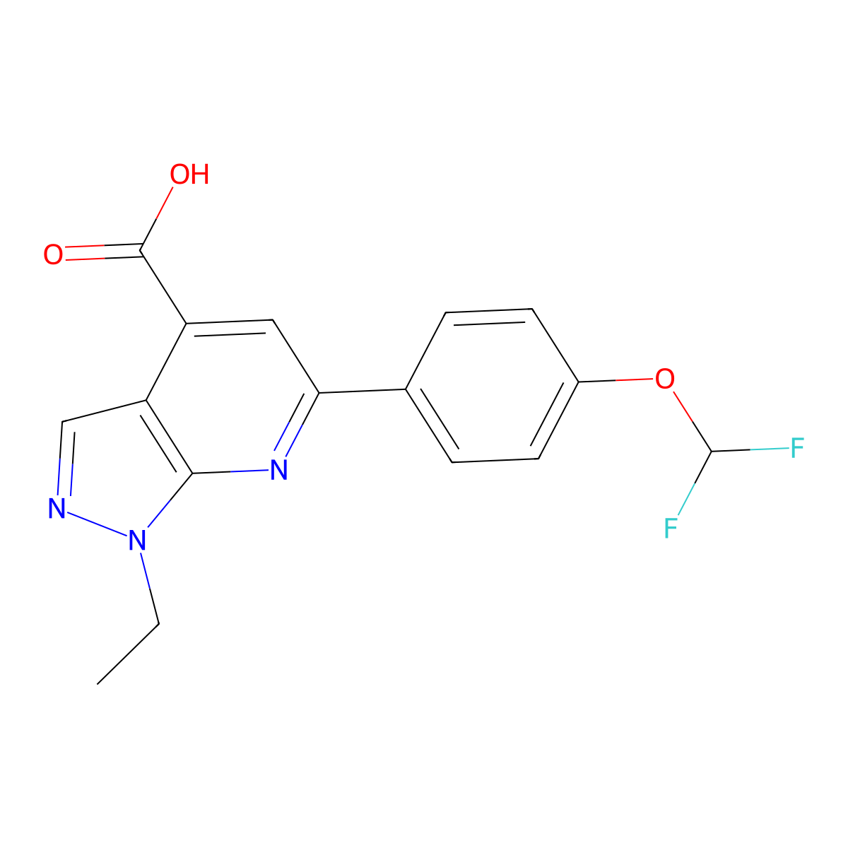 6-(4-(Difluoromethoxy)phenyl)-1-ethyl-1H-pyrazolo[3,4-b]pyridine-4-carboxylic acid molecular structure, CAS 1011396-74-9