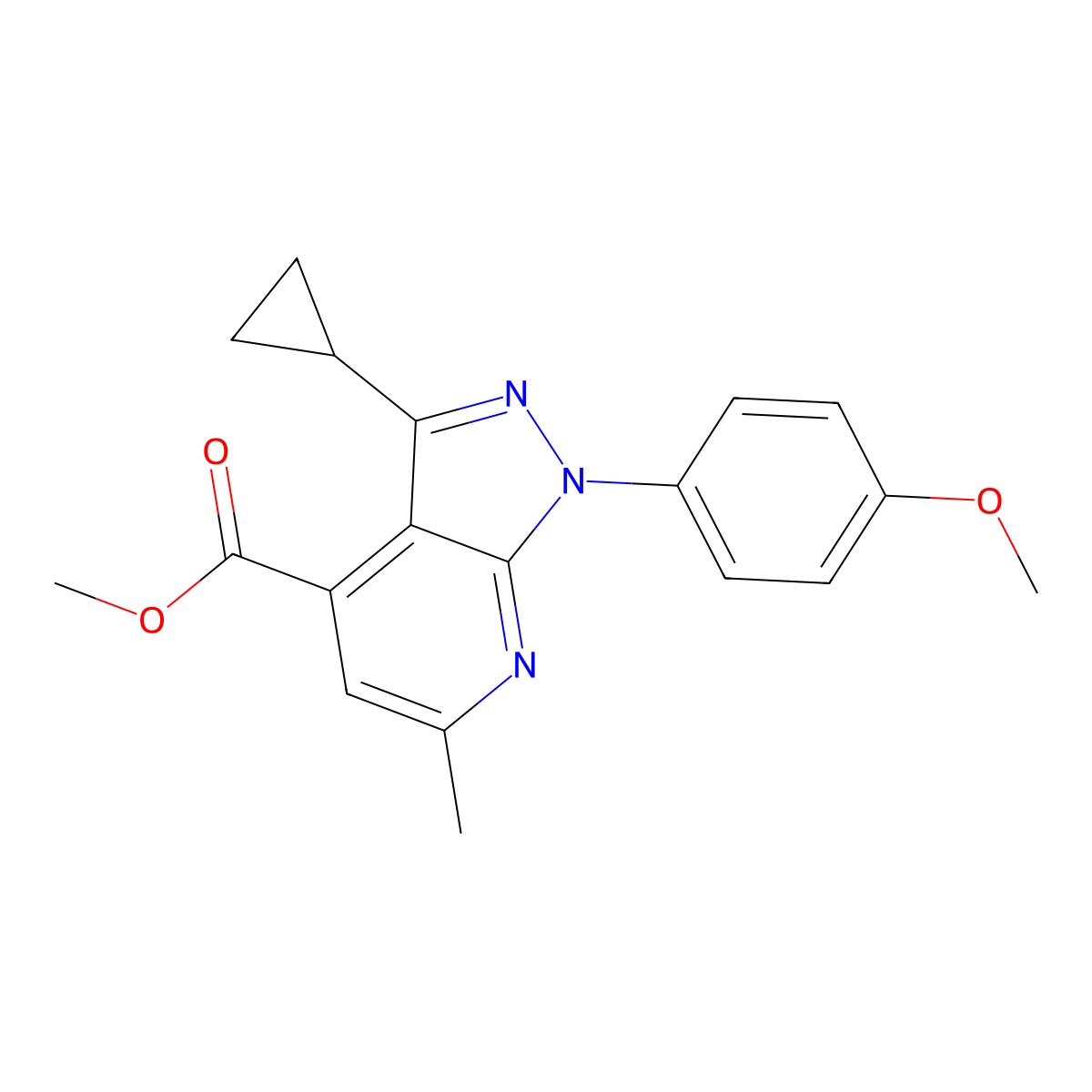 methyl 3-cyclopropyl-1-(4-methoxyphenyl)-6-methyl-1H-pyrazolo[3,4-b]pyridine-4-carboxylate molecular structure, CAS 1011397-04-8