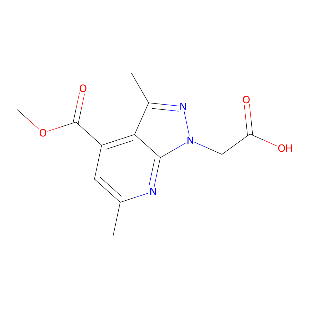 2-(4-(Methoxycarbonyl)-3,6-dimethyl-1H-pyrazolo[3,4-b]pyridin-1-yl)acetic acid molecular structure, CAS 1011397-05-9