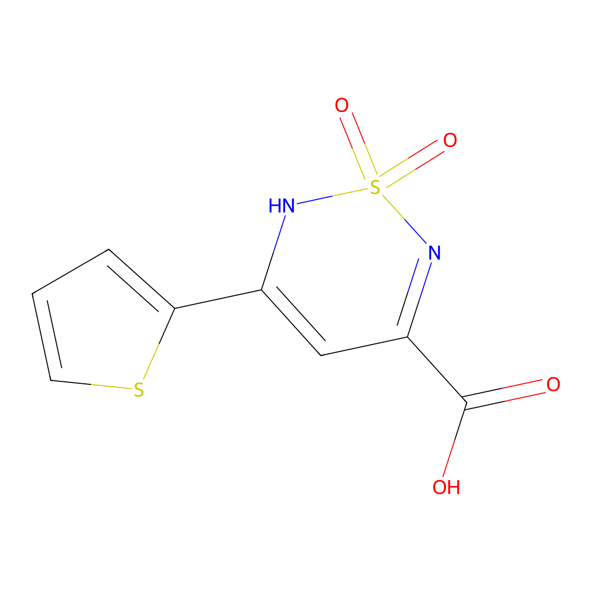 1,1-dioxo-5-(2-thienyl)-2H-1,2,6-thiadiazine-3-carboxylic acid molecular structure, CAS 1011397-55-9
