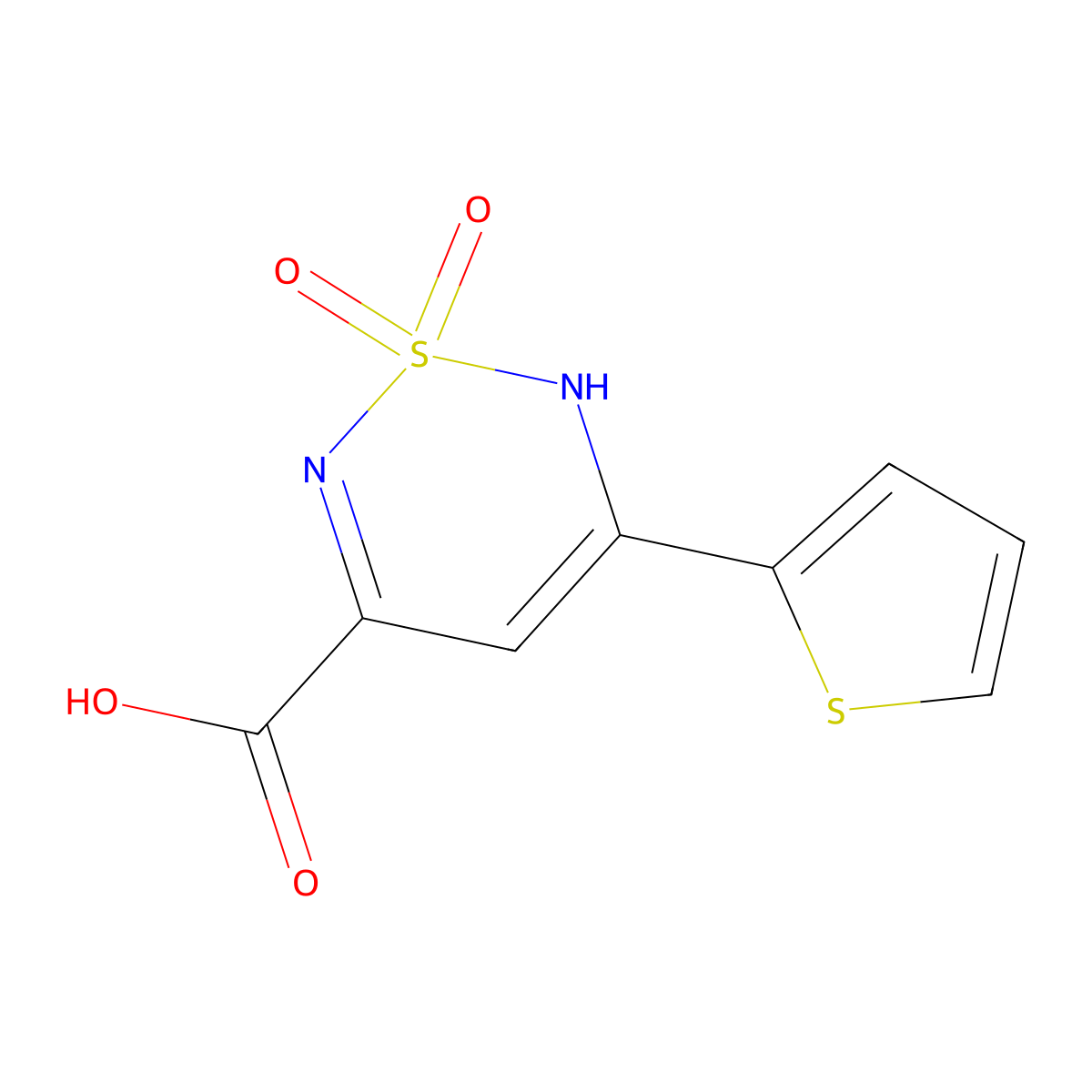 1,1-dioxo-5-(2-thienyl)-2H-1,2,6-thiadiazine-3-carboxylic acid molecular structure, CAS 1011397-55-9