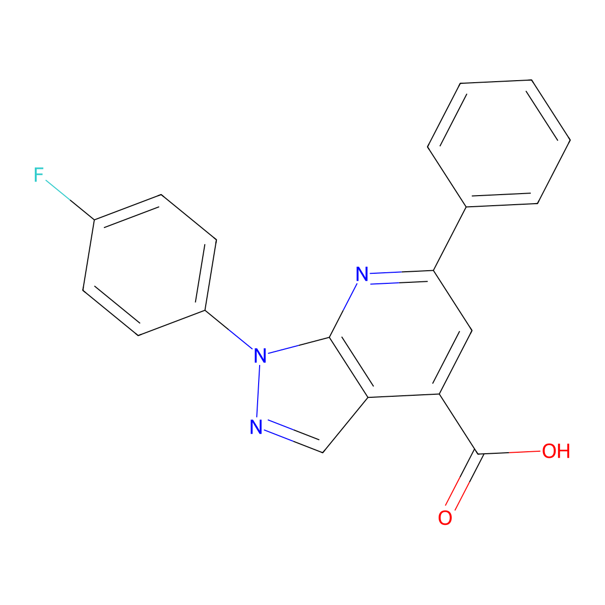1-(4-fluorophenyl)-6-phenyl-1H-pyrazolo[3,4-b]pyridine-4-carboxylic acid molecular structure, CAS 1011397-67-3