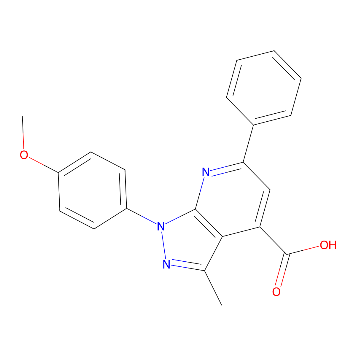 1-(4-methoxyphenyl)-3-methyl-6-phenyl-1H-pyrazolo[3,4-b]pyridine-4-carboxylic acid molecular structure, CAS 1011397-71-9