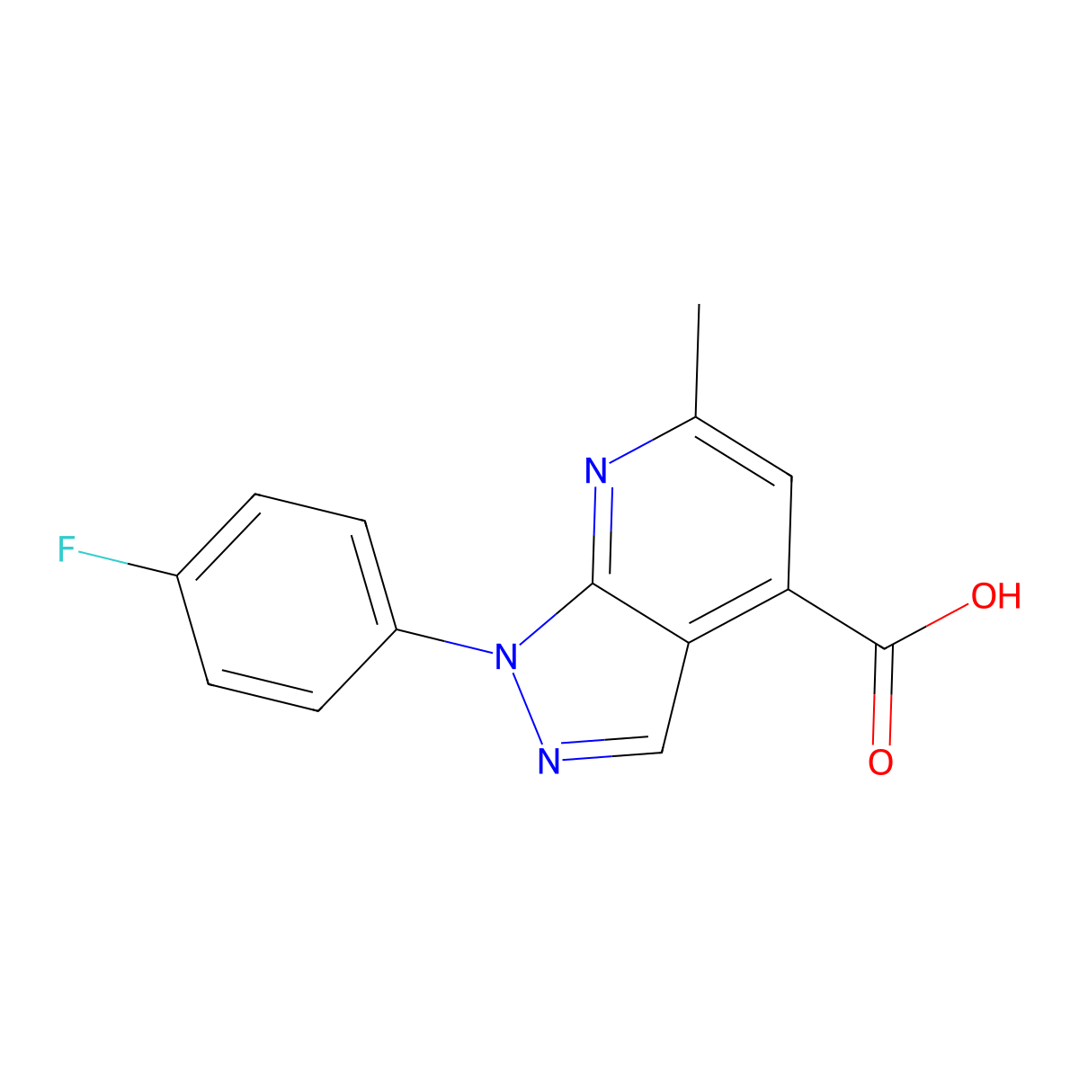 1-(4-fluorophenyl)-6-methyl-1H-pyrazolo[3,4-b]pyridine-4-carboxylic acid molecular structure, CAS 1011397-72-0