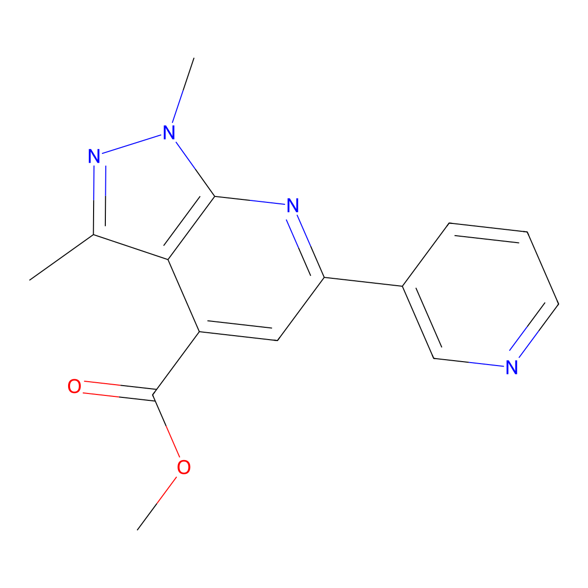 methyl 1,3-dimethyl-6-(pyridin-3-yl)-1H-pyrazolo[3,4-b]pyridine-4-carboxylate molecular structure, CAS 1011397-76-4