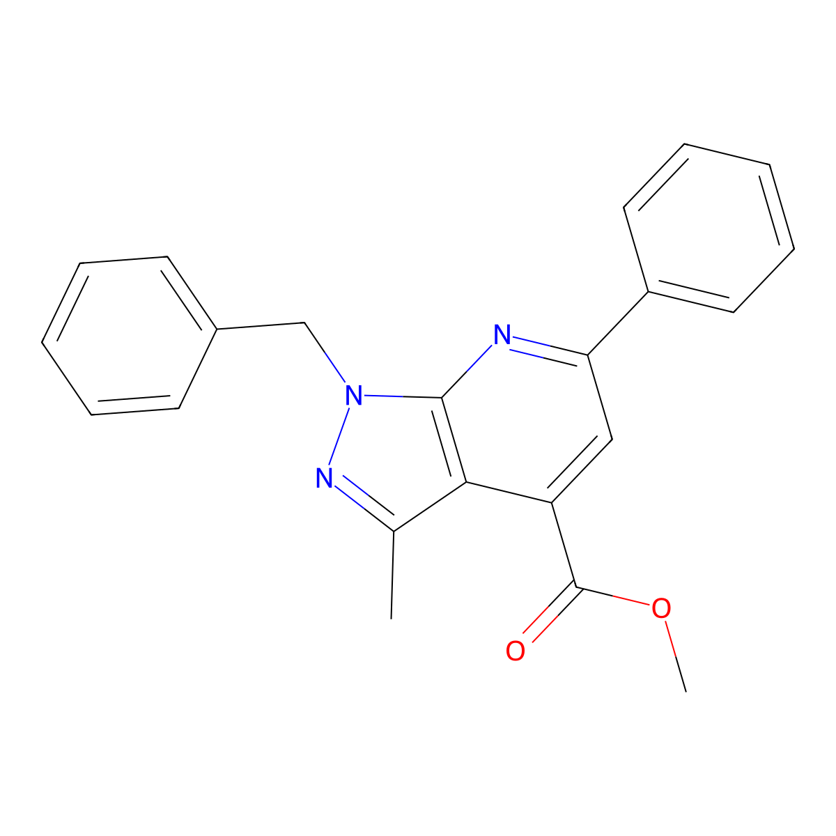 methyl 1-benzyl-3-methyl-6-phenyl-1H-pyrazolo[3,4-b]pyridine-4-carboxylate molecular structure, CAS 1011397-77-5