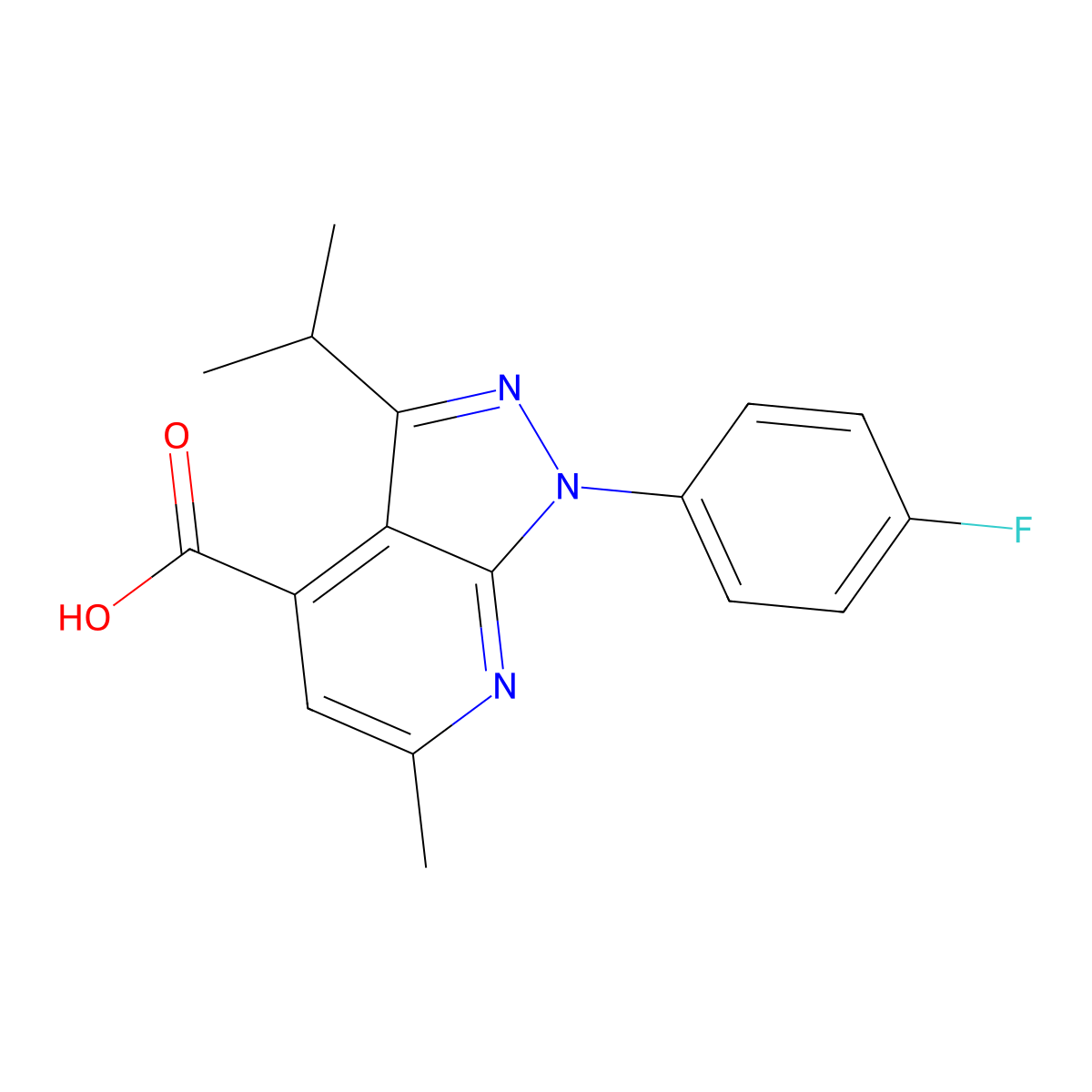 1-(4-Fluorophenyl)-3-isopropyl-6-methyl-1H-pyrazolo[3,4-b]pyridine-4-carboxylic acid molecular structure, CAS 1011397-86-6