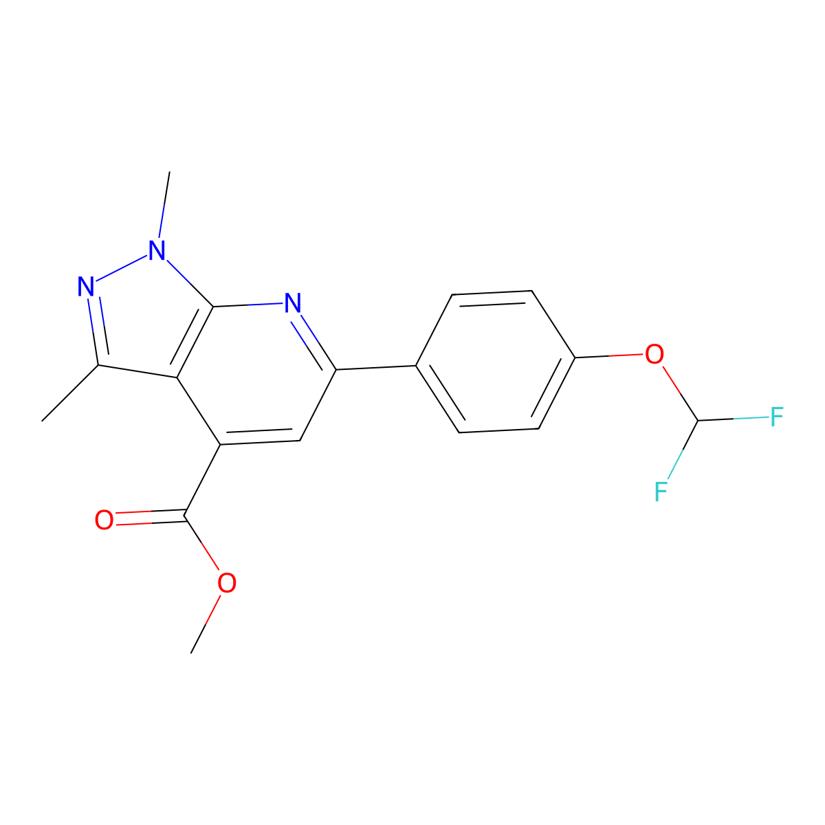 Methyl 6-(4-(difluoromethoxy)phenyl)-1,3-dimethyl-1H-pyrazolo[3,4-b]pyridine-4-carboxylate molecular structure, CAS 1011397-96-8