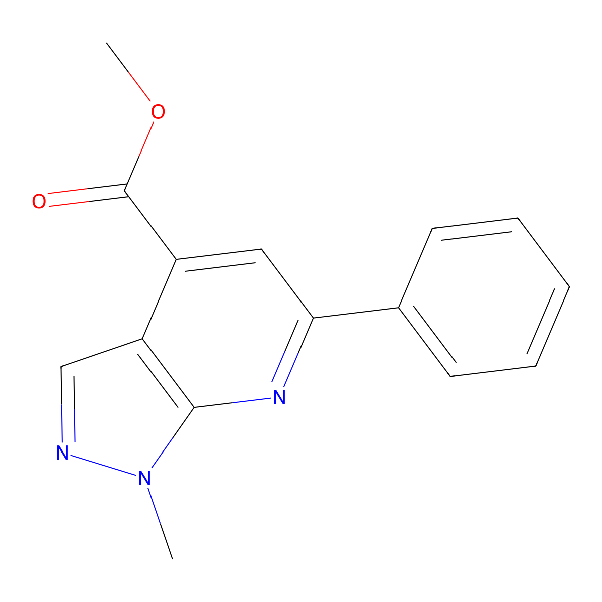 methyl 1-methyl-6-phenyl-1H-pyrazolo[3,4-b]pyridine-4-carboxylate molecular structure, CAS 1011398-02-9