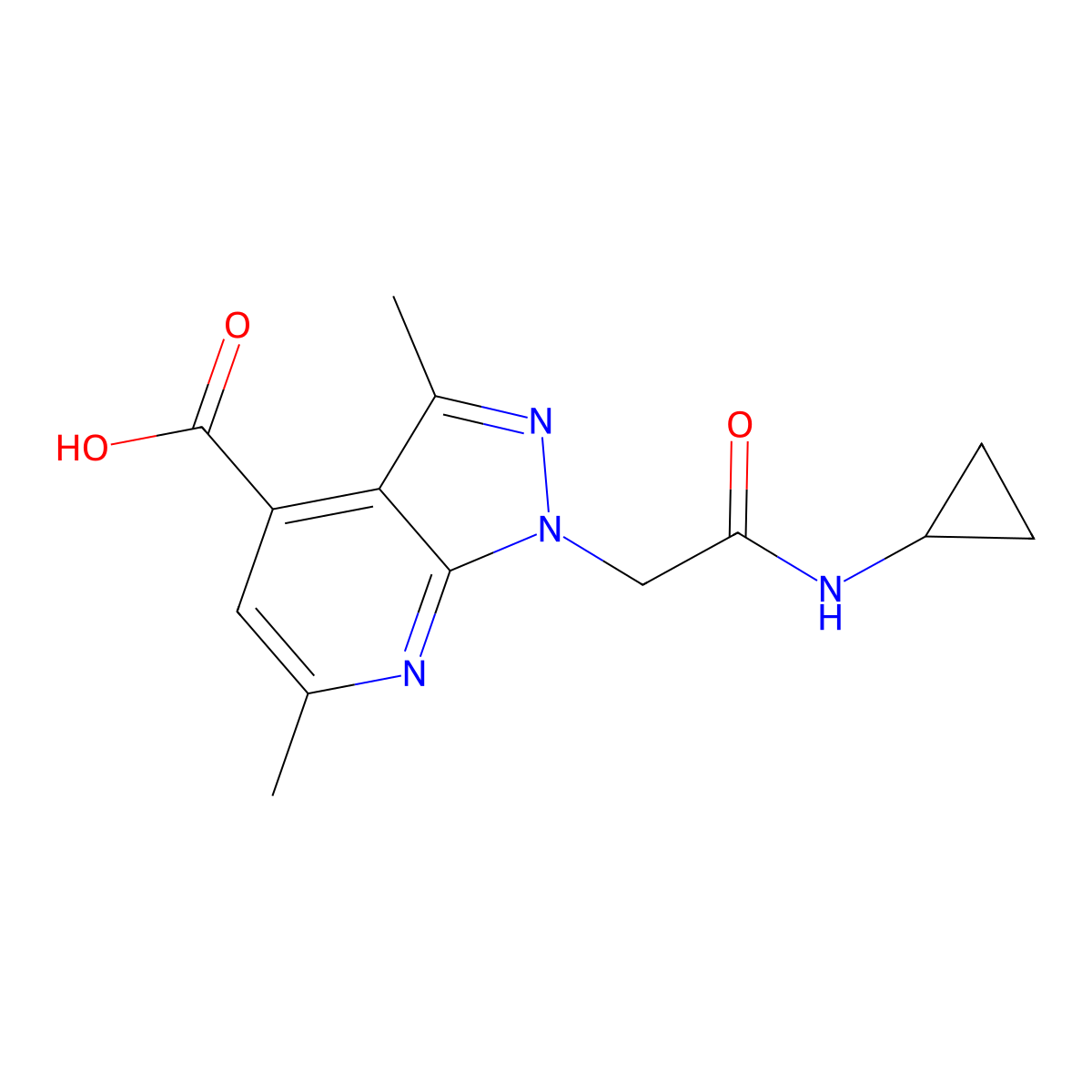 1-(2-(Cyclopropylamino)-2-oxoethyl)-3,6-dimethyl-1H-pyrazolo[3,4-b]pyridine-4-carboxylic acid molecular structure, CAS 1011398-12-1