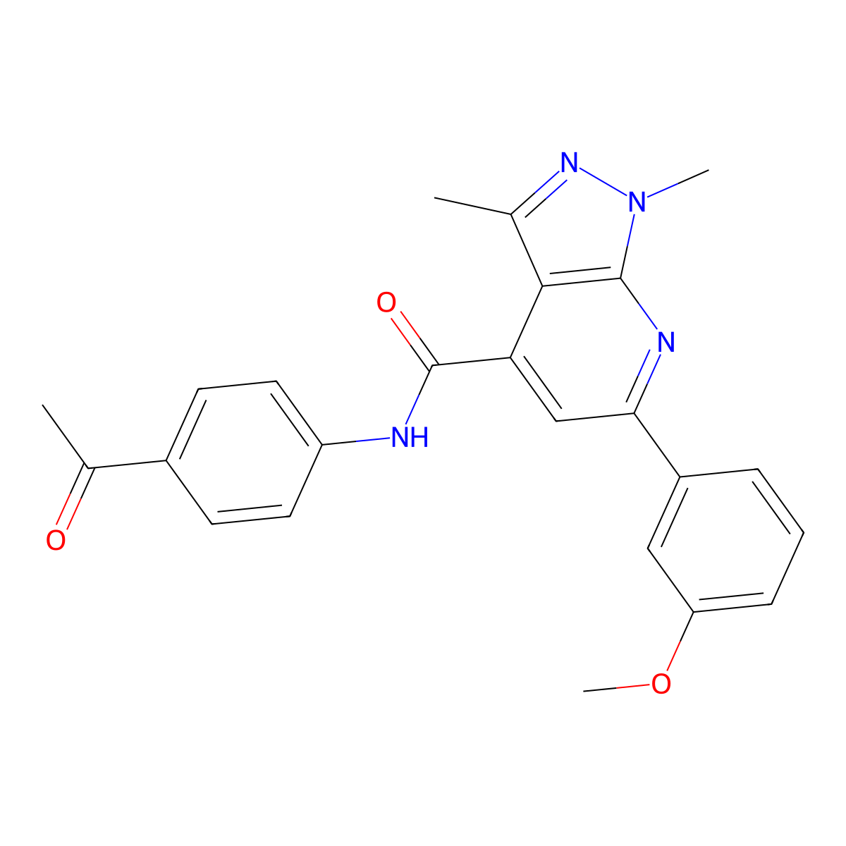 N-(4-acetylphenyl)-6-(3-methoxyphenyl)-1,3-dimethyl-1H-pyrazolo[3,4-b]pyridine-4-carboxamide molecular structure, CAS 1011398-18-7