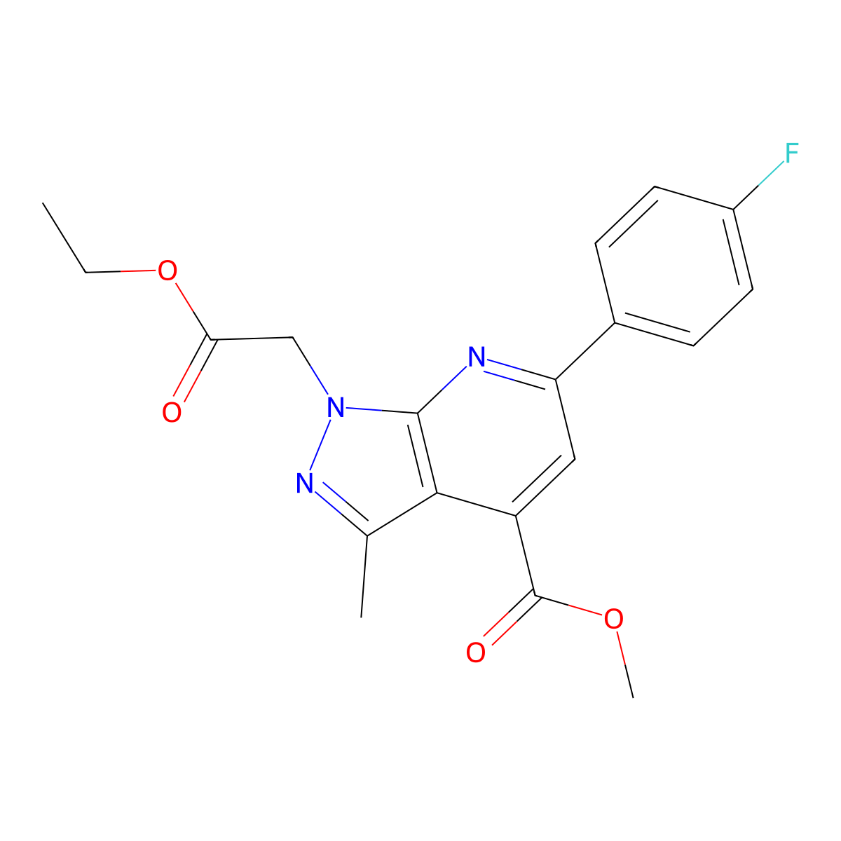 methyl 1-(2-ethoxy-2-oxoethyl)-6-(4-fluorophenyl)-3-methyl-1H-pyrazolo[3,4-b]pyridine-4-carboxylate molecular structure, CAS 1011398-28-9