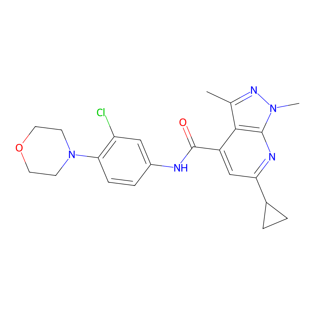 N~4~-(3-Chloro-4-morpholinophenyl)-6-cyclopropyl-1,3-dimethyl-1H-pyrazolo[3,4-B]pyridine-4-carboxamide molecular structure, CAS 1011398-30-3