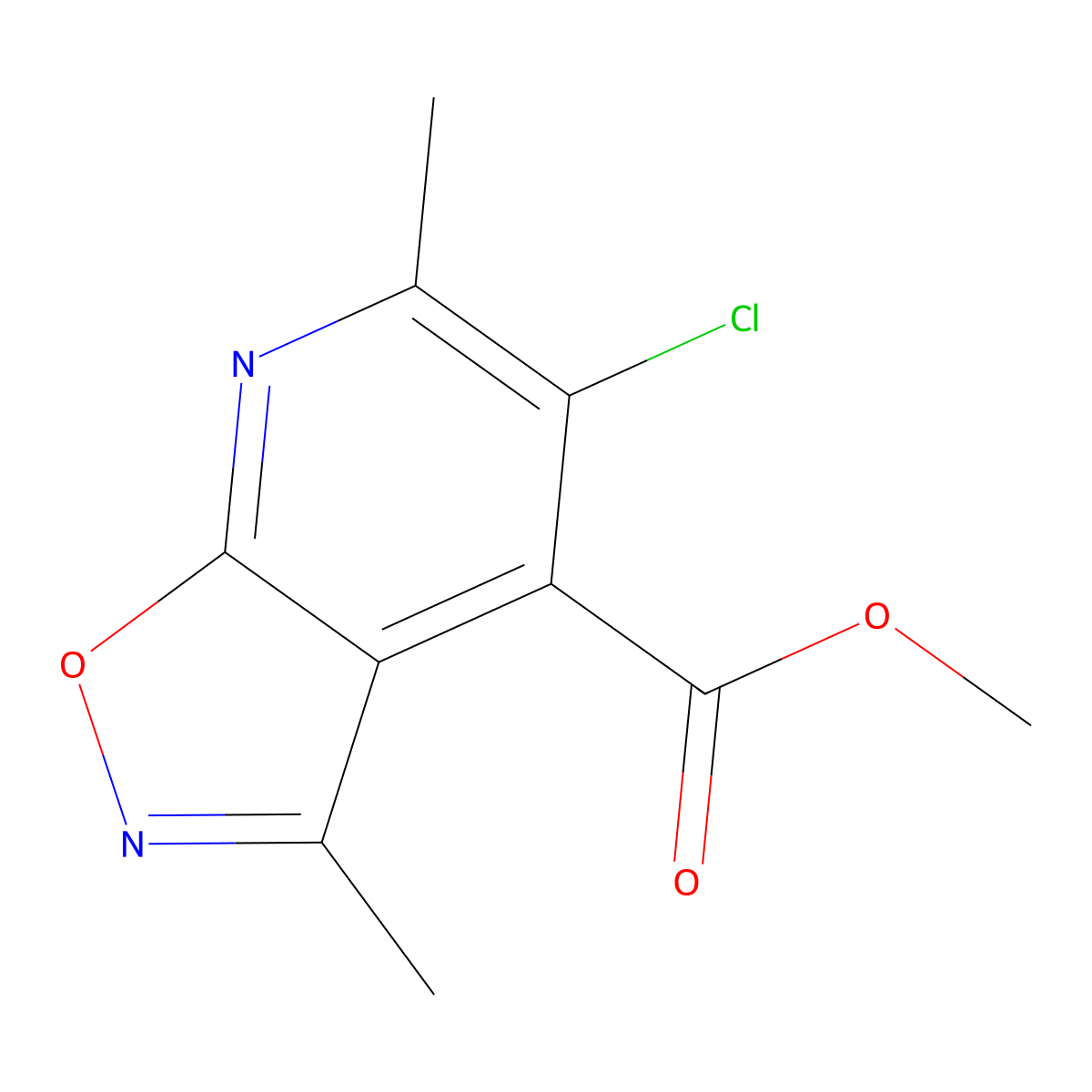 Methyl 5-chloro-3,6-dimethylisoxazolo[5,4-b]pyridine-4-carboxylate molecular structure, CAS 1011398-40-5