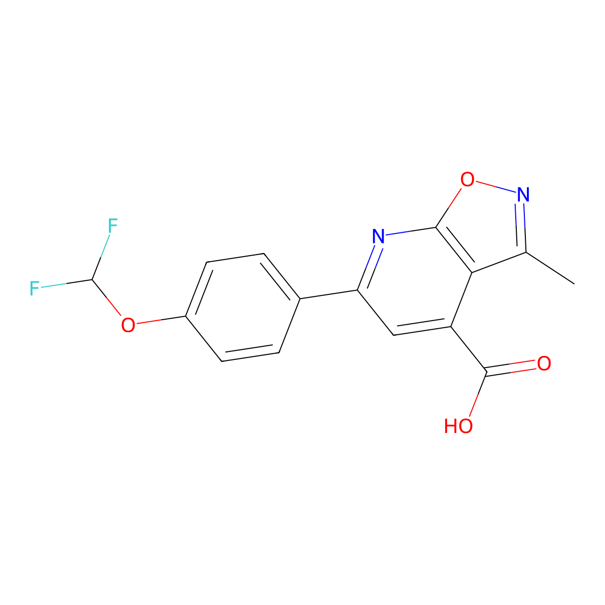 6-(4-(Difluoromethoxy)phenyl)-3-methylisoxazolo[5,4-b]pyridine-4-carboxylic acid molecular structure, CAS 1011398-65-4