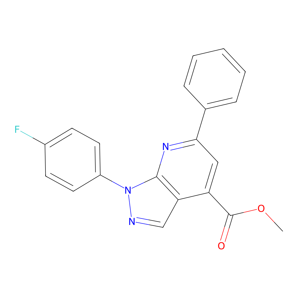 methyl 1-(4-fluorophenyl)-6-phenyl-1H-pyrazolo[3,4-b]pyridine-4-carboxylate molecular structure, CAS 1011398-72-3