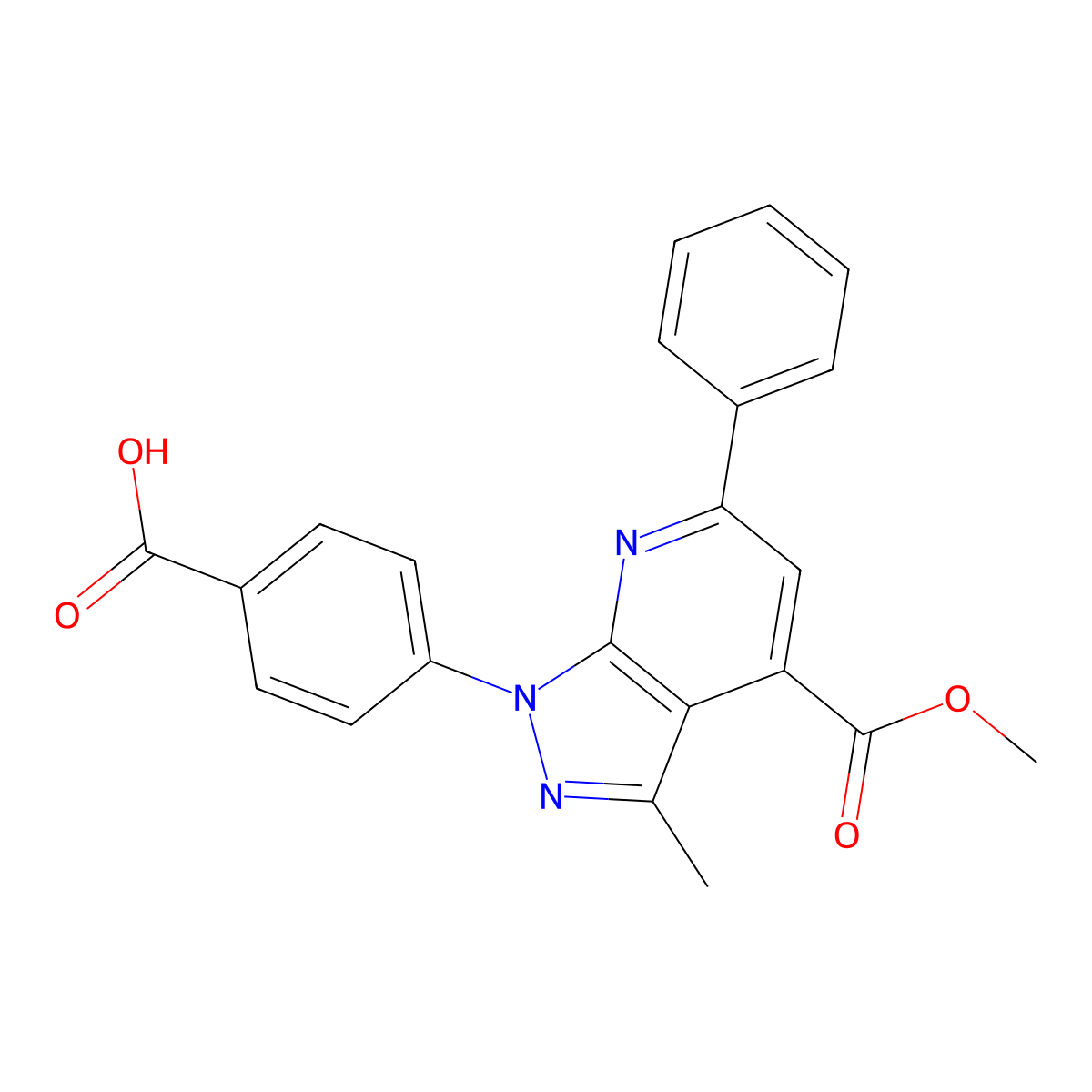 4-(4-(Methoxycarbonyl)-3-methyl-6-phenyl-1H-pyrazolo[3,4-b]pyridin-1-yl)benzoic acid molecular structure, CAS 1011398-75-6