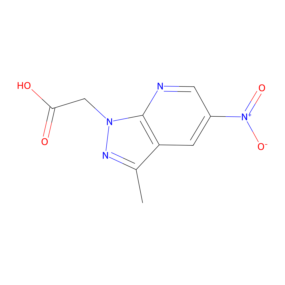 (3-methyl-5-nitro-1H-pyrazolo[3,4-b]pyridin-1-yl)acetic acid molecular structure, CAS 1011398-78-9