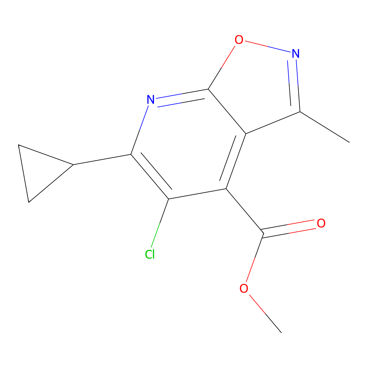 Methyl 5-chloro-6-cyclopropyl-3-methylisoxazolo[5,4-b]pyridine-4-carboxylate molecular structure, CAS 1011398-90-5