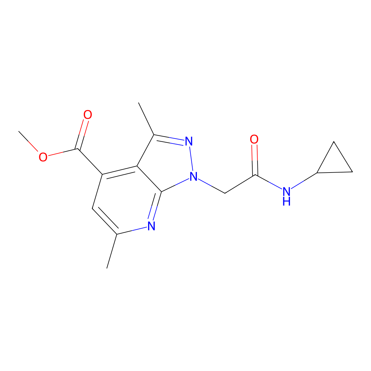 Methyl 1-(2-(cyclopropylamino)-2-oxoethyl)-3,6-dimethyl-1H-pyrazolo[3,4-b]pyridine-4-carboxylate molecular structure, CAS 1011398-97-2