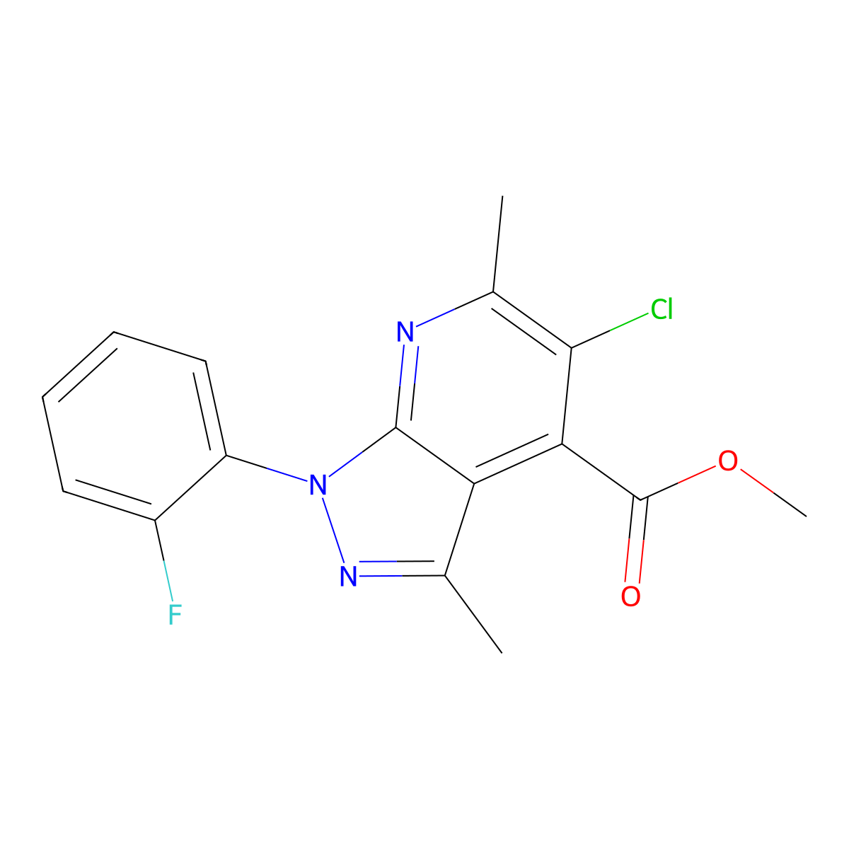 methyl 5-chloro-1-(2-fluorophenyl)-3,6-dimethyl-1H-pyrazolo[3,4-b]pyridine-4-carboxylate molecular structure, CAS 1011399-09-9