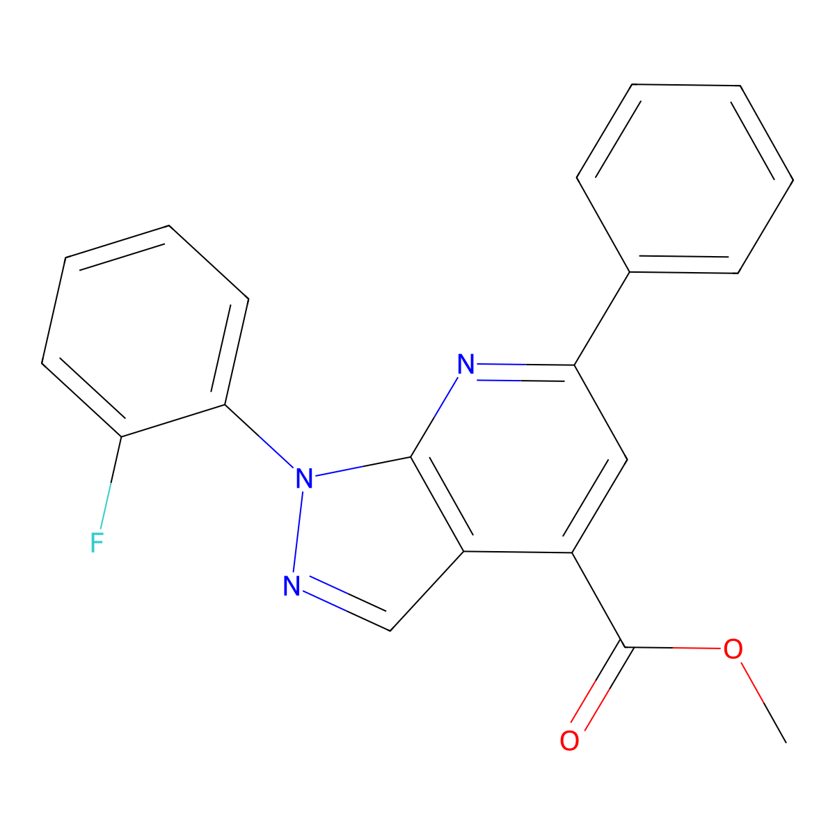 methyl 1-(2-fluorophenyl)-6-phenyl-1H-pyrazolo[3,4-b]pyridine-4-carboxylate molecular structure, CAS 1011399-45-3