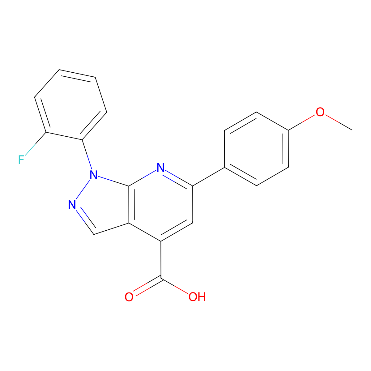 1-(2-fluorophenyl)-6-(4-methoxyphenyl)-1H-pyrazolo[3,4-b]pyridine-4-carboxylic acid molecular structure, CAS 1011399-49-7