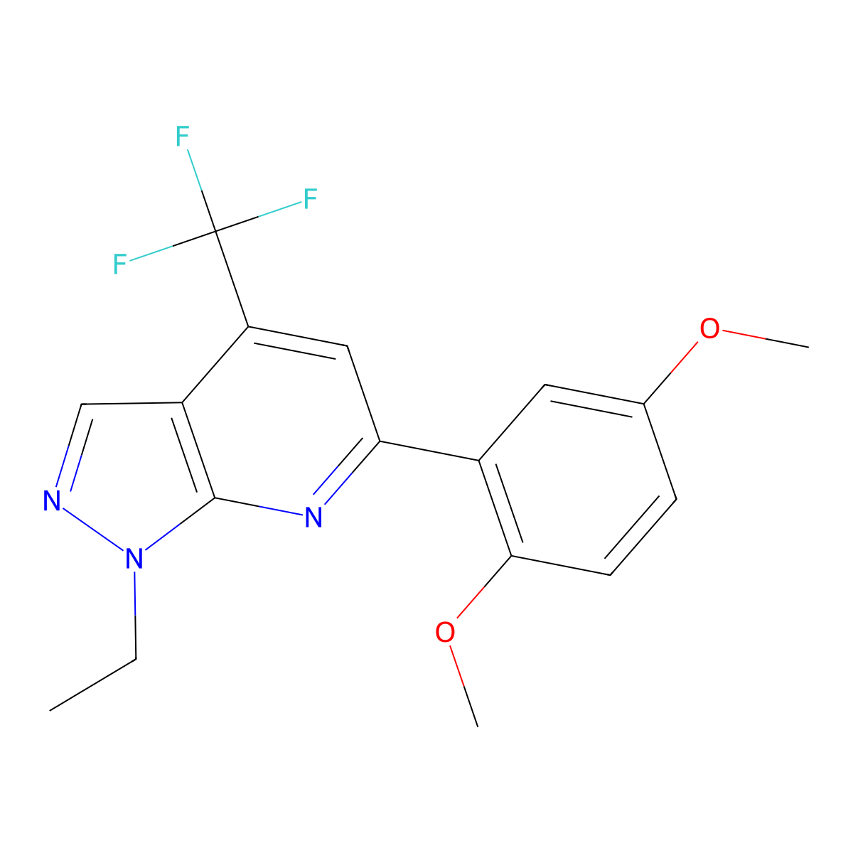 6-(2,5-Dimethoxyphenyl)-1-ethyl-4-(trifluoromethyl)-1H-pyrazolo[3,4-b]pyridine molecular structure, CAS 1011399-50-0