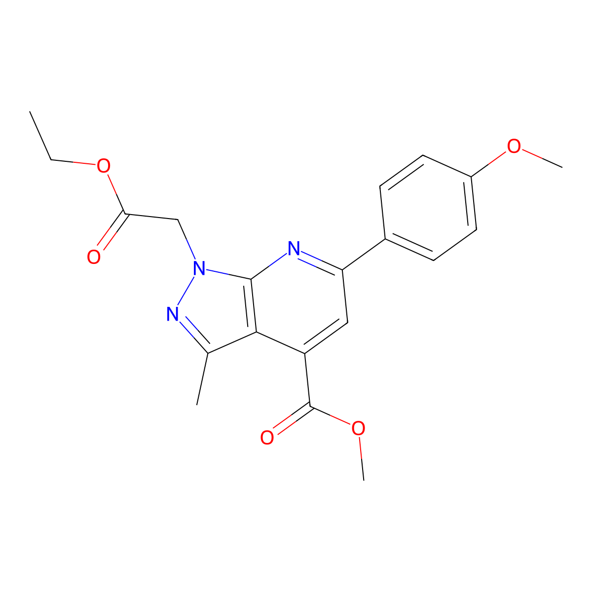 methyl 1-(2-ethoxy-2-oxoethyl)-6-(4-methoxyphenyl)-3-methyl-1H-pyrazolo[3,4-b]pyridine-4-carboxylate molecular structure, CAS 1011399-57-7