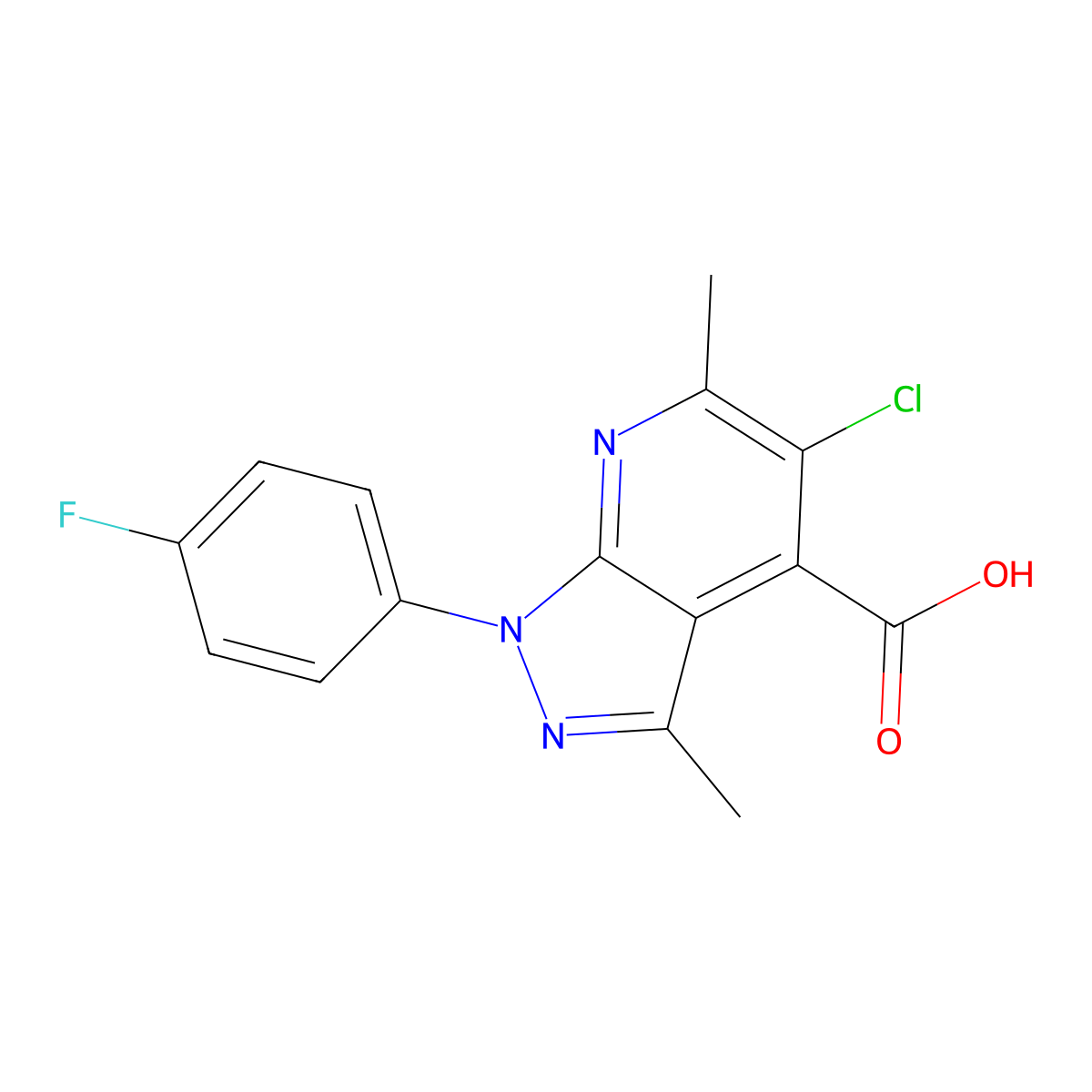 5-chloro-1-(4-fluorophenyl)-3,6-dimethyl-1H-pyrazolo[3,4-b]pyridine-4-carboxylic acid molecular structure, CAS 1011399-89-5
