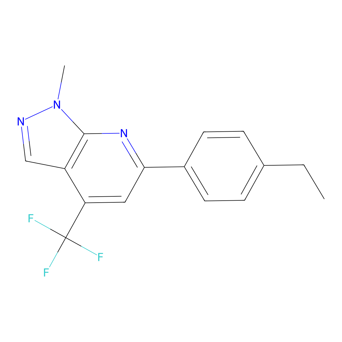 6-(4-ethylphenyl)-1-methyl-4-(trifluoromethyl)-1H-pyrazolo[3,4-b]pyridine molecular structure, CAS 1011400-38-6