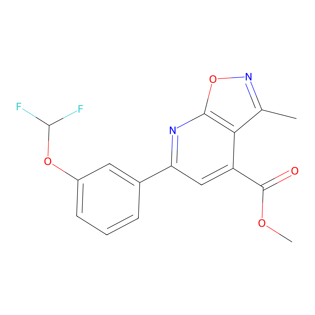 Methyl 6-(3-(difluoromethoxy)phenyl)-3-methylisoxazolo[5,4-b]pyridine-4-carboxylate molecular structure, CAS 1011400-54-6