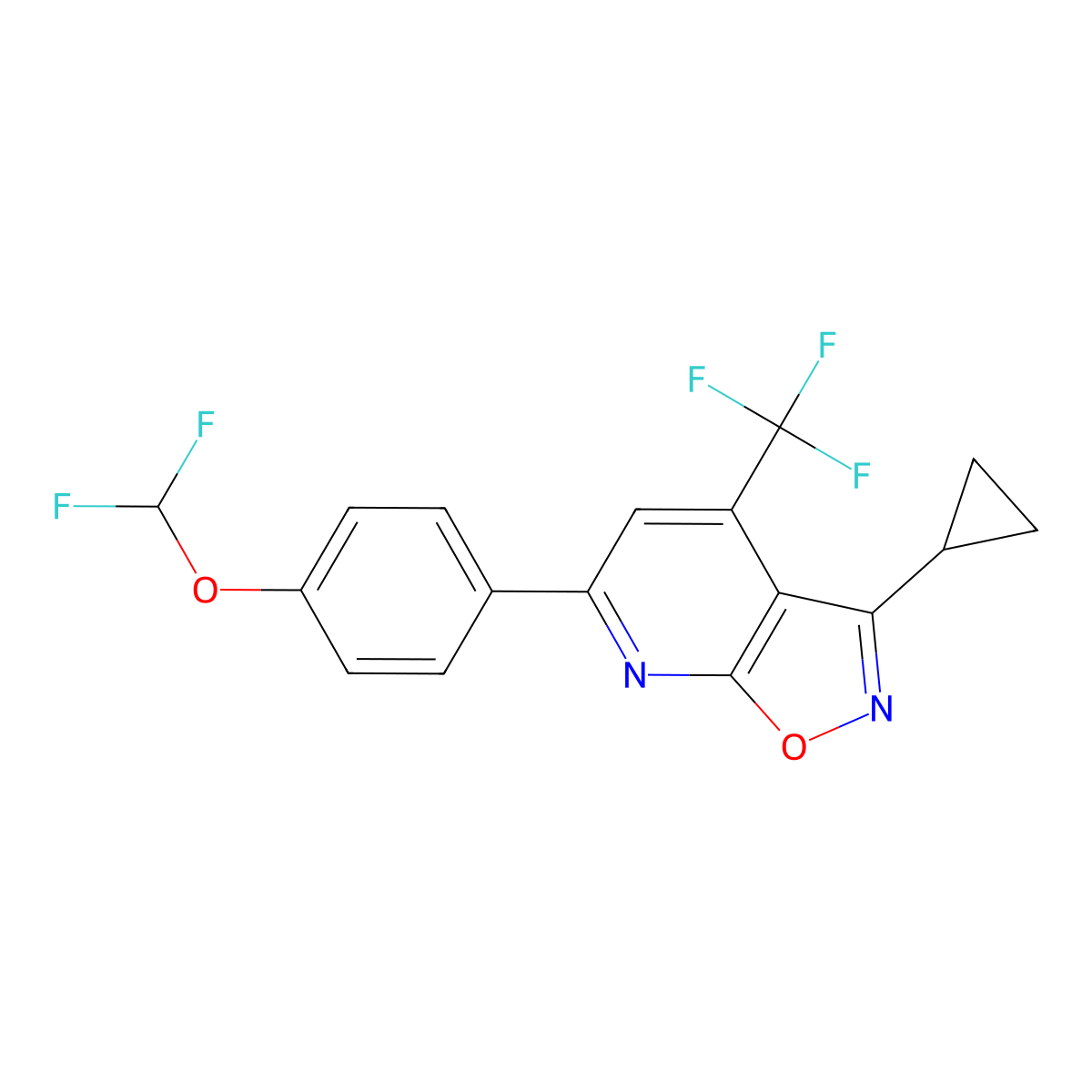 3-Cyclopropyl-6-[4-(difluoromethoxy)phenyl]-4-(trifluoromethyl)[1,2]oxazolo[5,4-b]pyridine molecular structure, CAS 1011401-19-6