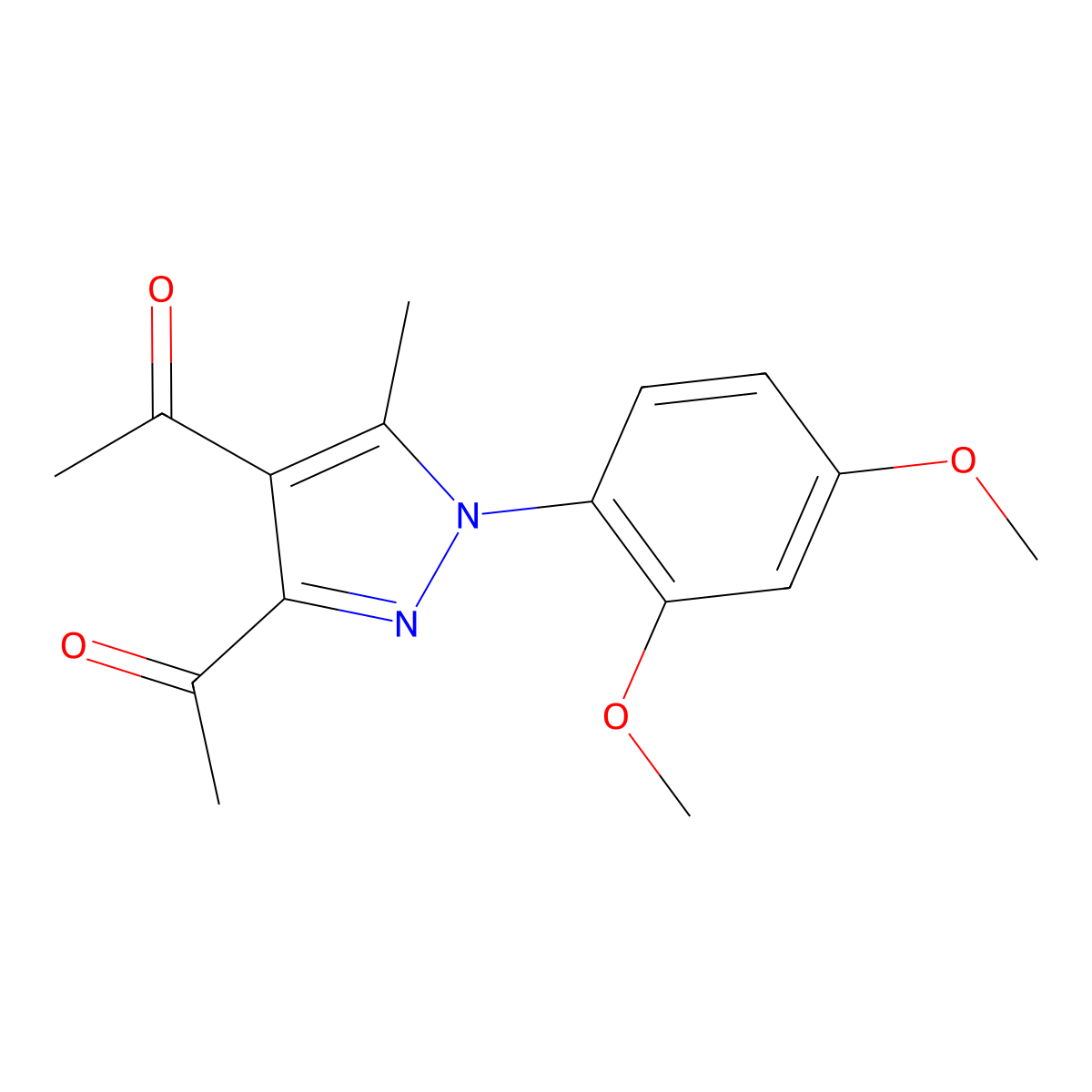 3,4-Diacetyl-1-(2,4-dimethoxyphenyl)-5-methylpyrazole molecular structure, CAS 1011404-35-5