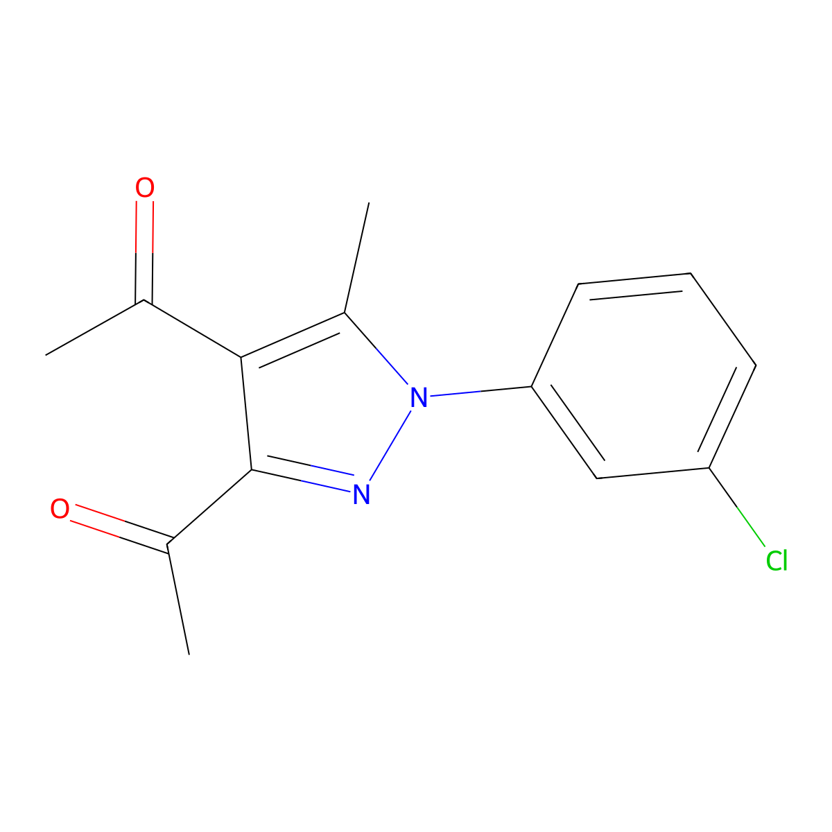3,4-Diacetyl-1-(3-chlorophenyl)-5-methylpyrazole molecular structure, CAS 1011404-39-9