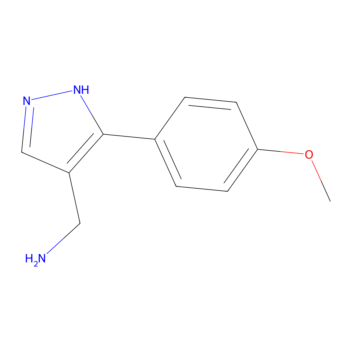 1-[3-(4-Methoxyphenyl)-1H-pyrazol-4-yl]methanamine molecular structure, CAS 1011404-52-6