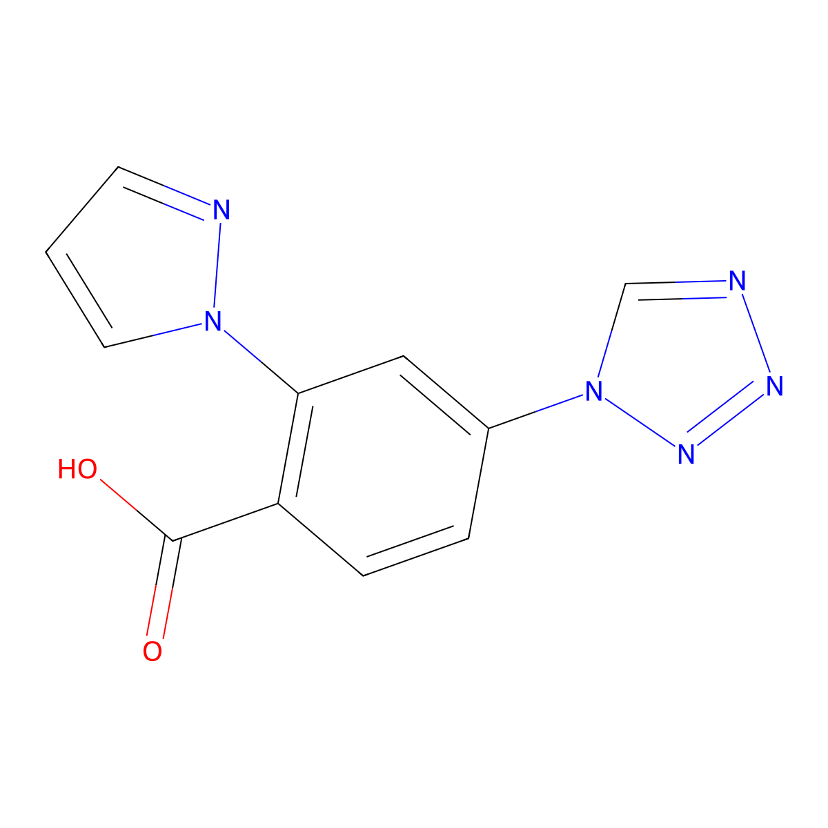 2-(1H-pyrazol-1-yl)-4-(1H-tetrazol-1-yl)benzoic acid molecular structure, CAS 1011404-54-8