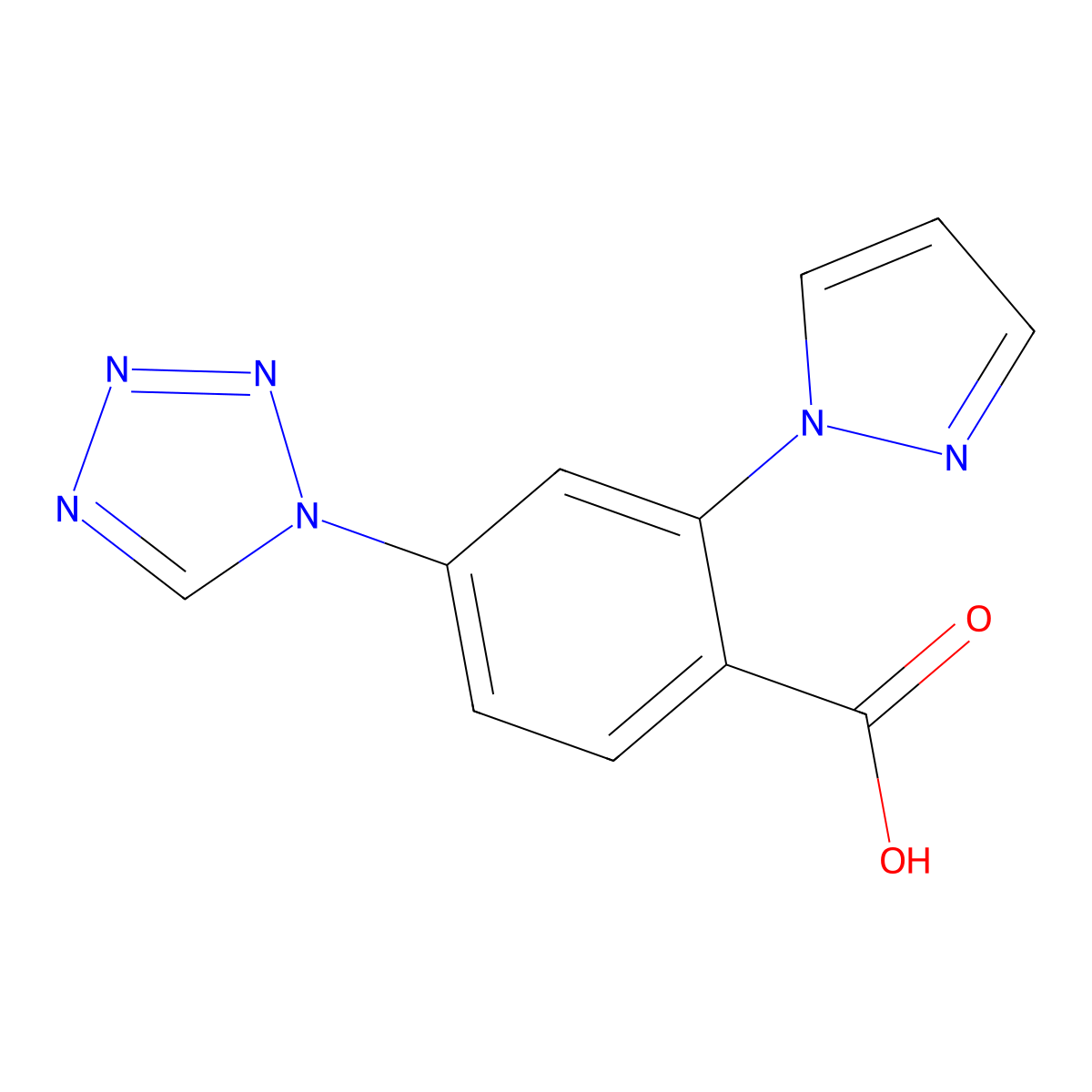 2-(1H-pyrazol-1-yl)-4-(1H-tetrazol-1-yl)benzoic acid molecular structure, CAS 1011404-54-8