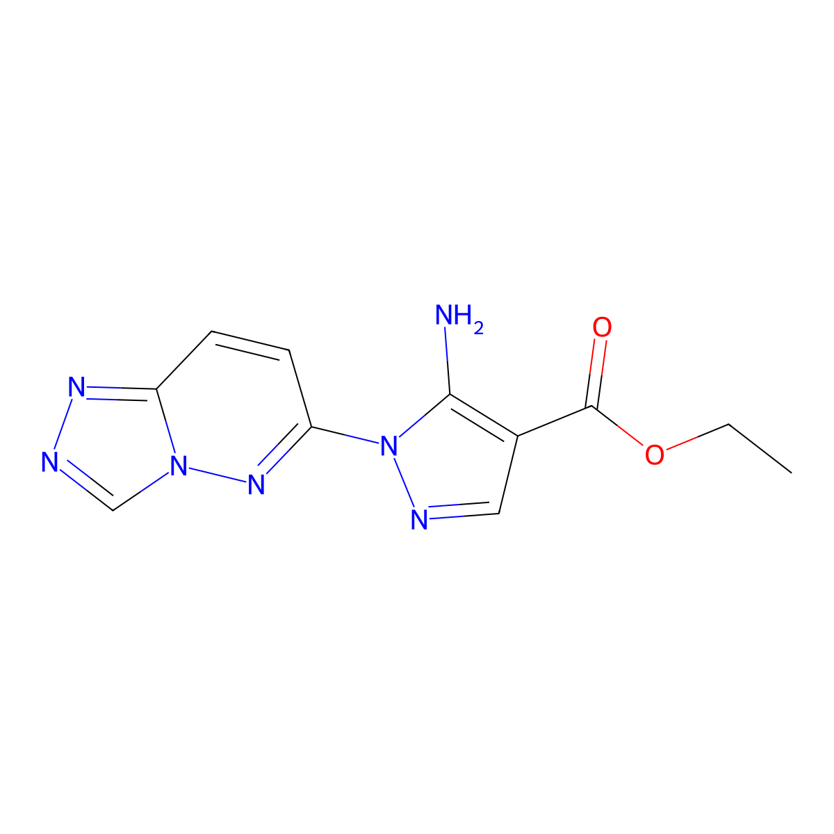 Ethyl 5-amino-1-[1,2,4]triazolo[4,3-b]pyridazin-6-yl-1H-pyrazole-4-carboxylate molecular structure, CAS 1011404-60-6