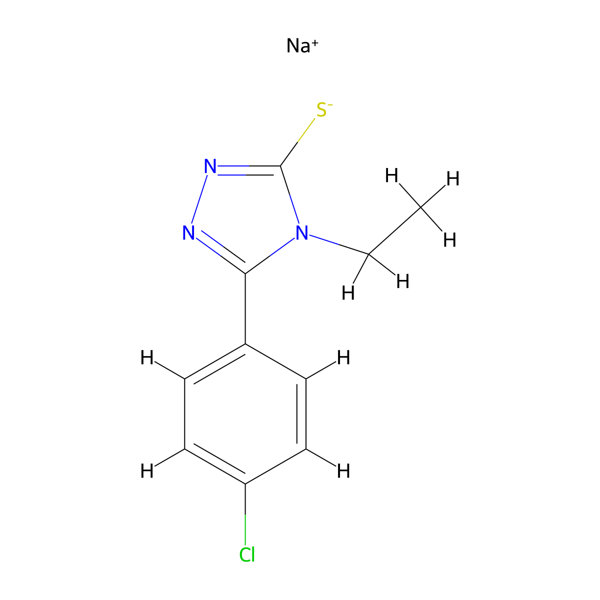 Sodium [5-(4-chlorophenyl)-4-ethyl-1,2,4-triazol-3-yl]sulfanide molecular structure, CAS 1011404-99-1